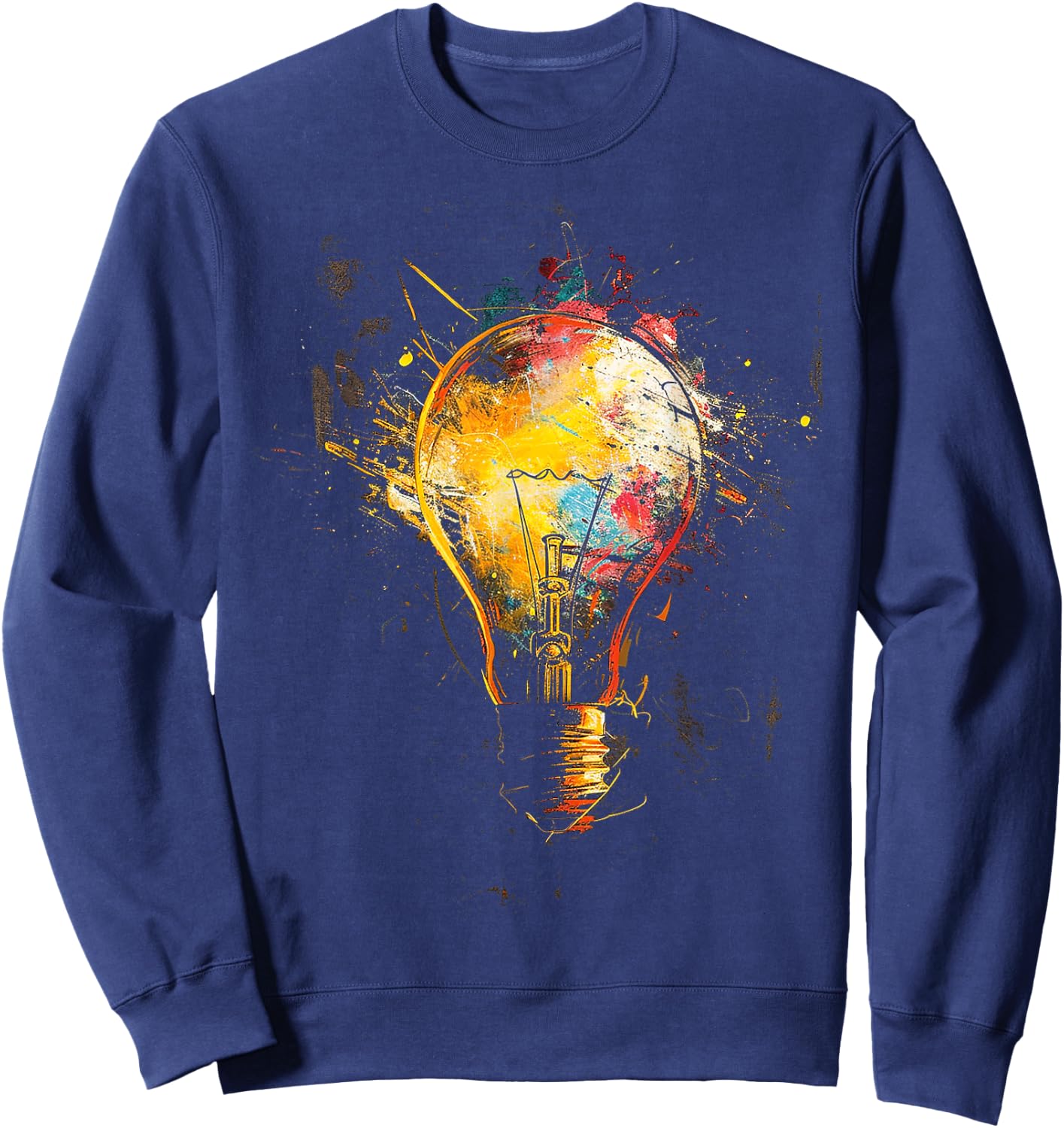 Light Bulb Painting Motif Artwork Art Light Bulb Sweatshirt - Sweatshirt | Navy