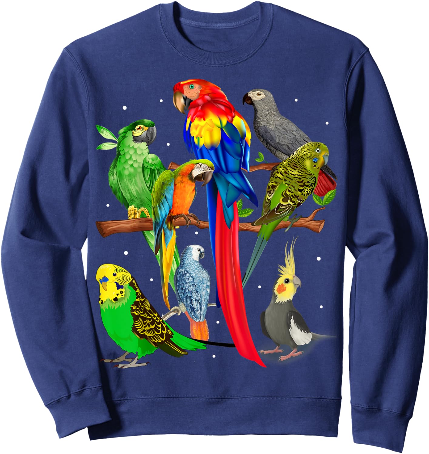 Macaw, Cockatoo, African Grey, Budgie - Parrot Flock Sweatshirt - Sweatshirt | Navy