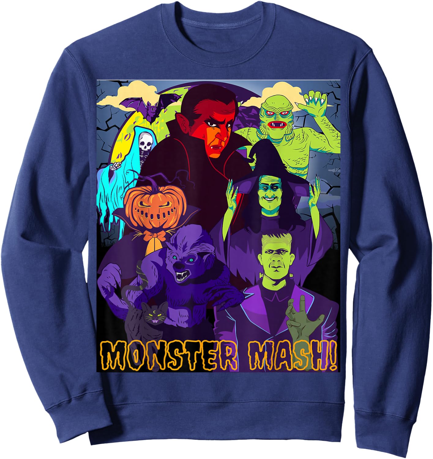 TWEAR 's Monster Mash Halloween Costume Funny Monster Sweatshirt - Sweatshirt | Navy