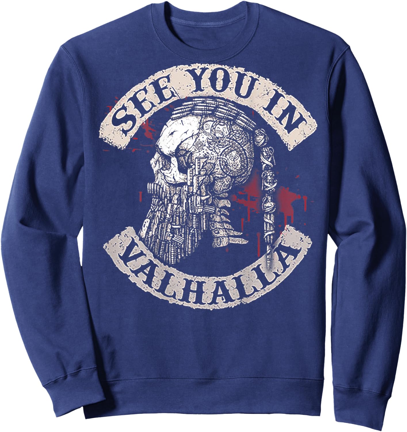 See You in Valhalla Skull Viking (on Back) Sweatshirt - Sweatshirt | Navy