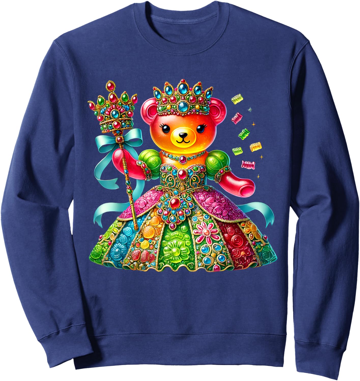 Cute Gummy Bear Princess Candy Lover Girls Kids Sweatshirt - Sweatshirt | Navy