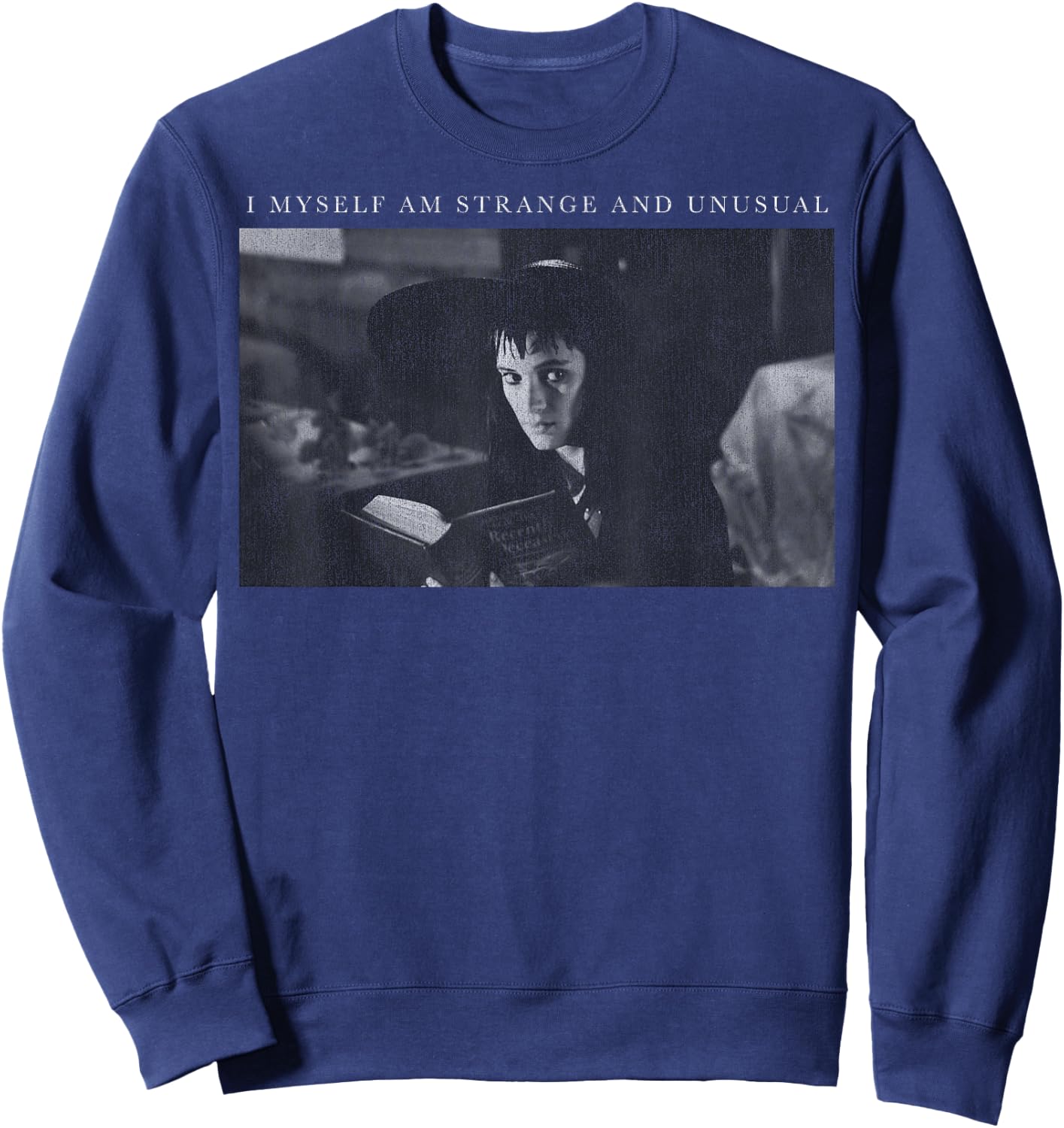 Beetlejuice Lydia I Myself Am Strange and Unusual Portrait Sweatshirt - Sweatshirt | Navy