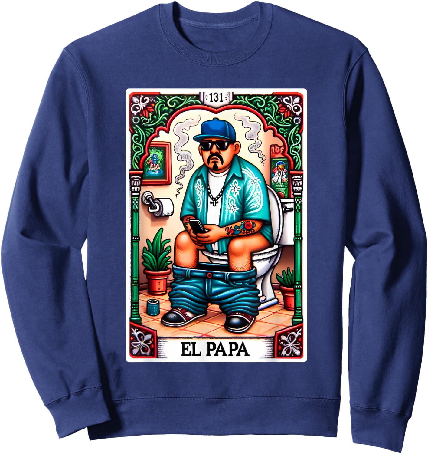El Papa Latino Tarot Card Spanish Doing Dad Shit Fathers Day Sweatshirt - Sweatshirt | Navy