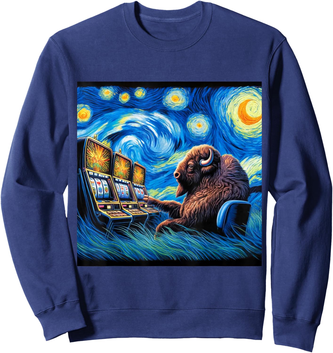 Lucky Buffalo Casino Slot Machine BUFFALOOOOO Gambling Sweatshirt - Sweatshirt | Navy