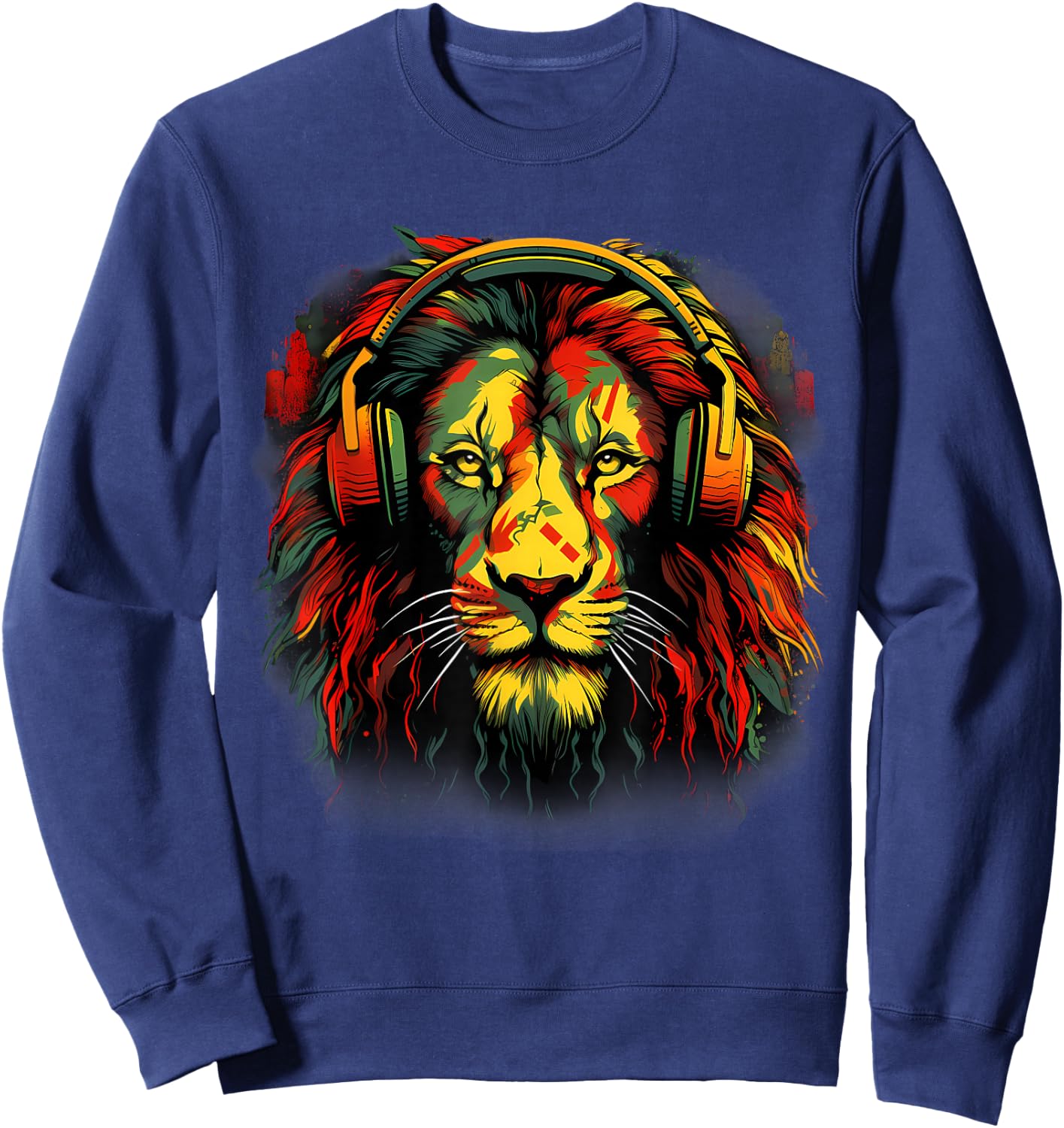 Rasta Reggae Lion Reggae Music Rastafarian Pride Jamaica Sweatshirt - Sweatshirt | Navy