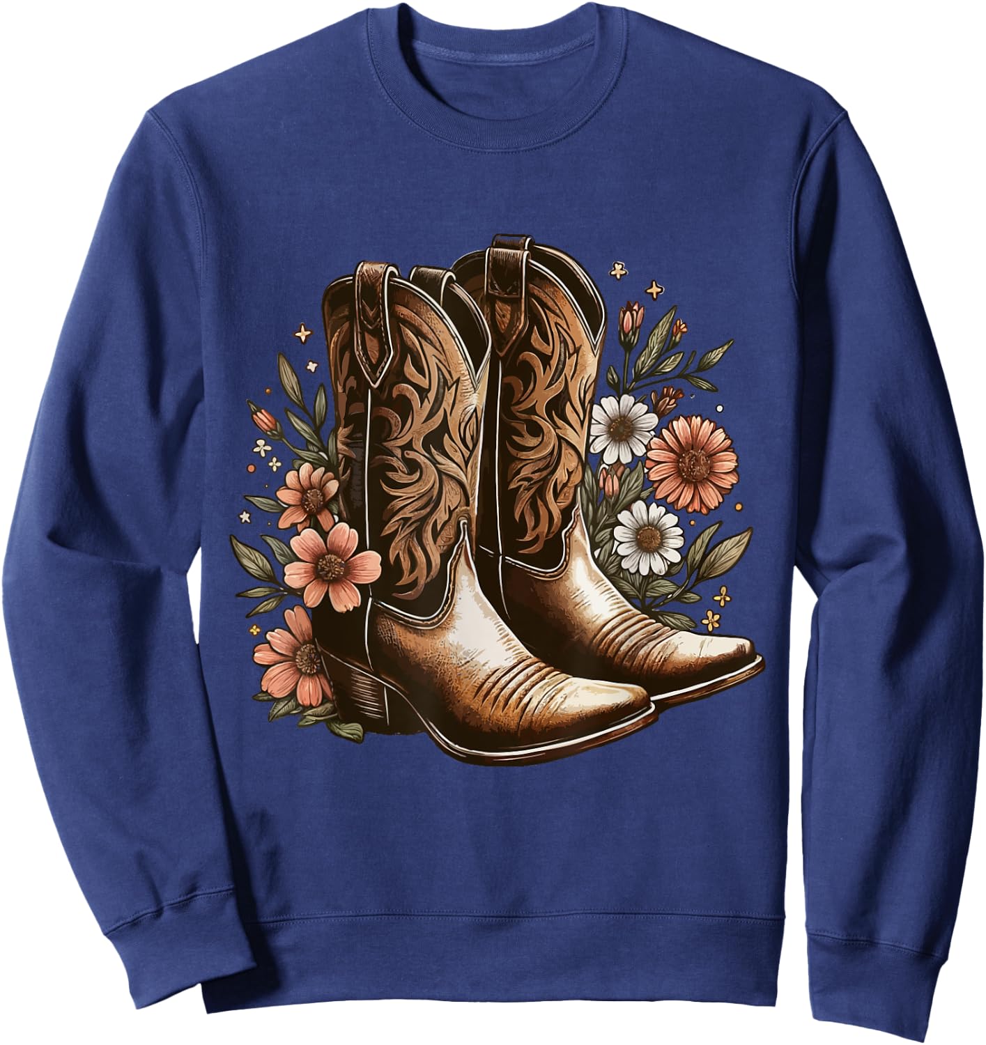 Retro vintage Cowgirl Boots Western Country Concert Boots Sweatshirt - Sweatshirt | Navy