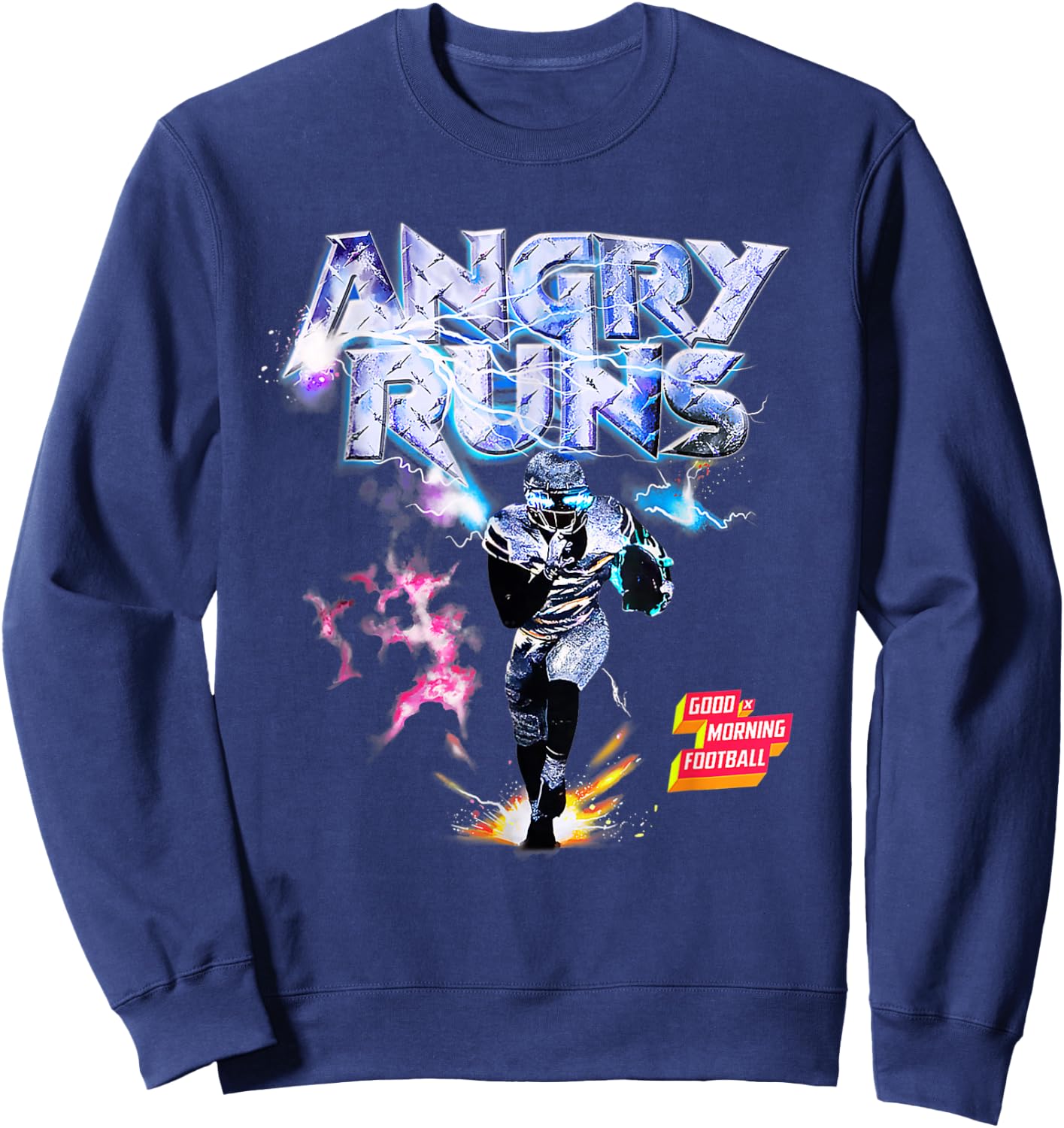 Angry Runs Good Morning Football Sport Lover Vintage Art Sweatshirt - Sweatshirt | Navy