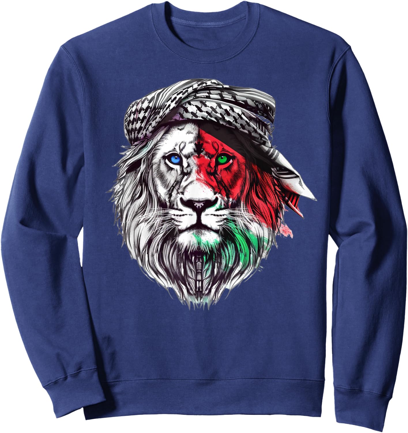 Palastine Time of Palestine: Lion keffiyeh Sweatshirt - Sweatshirt | Navy