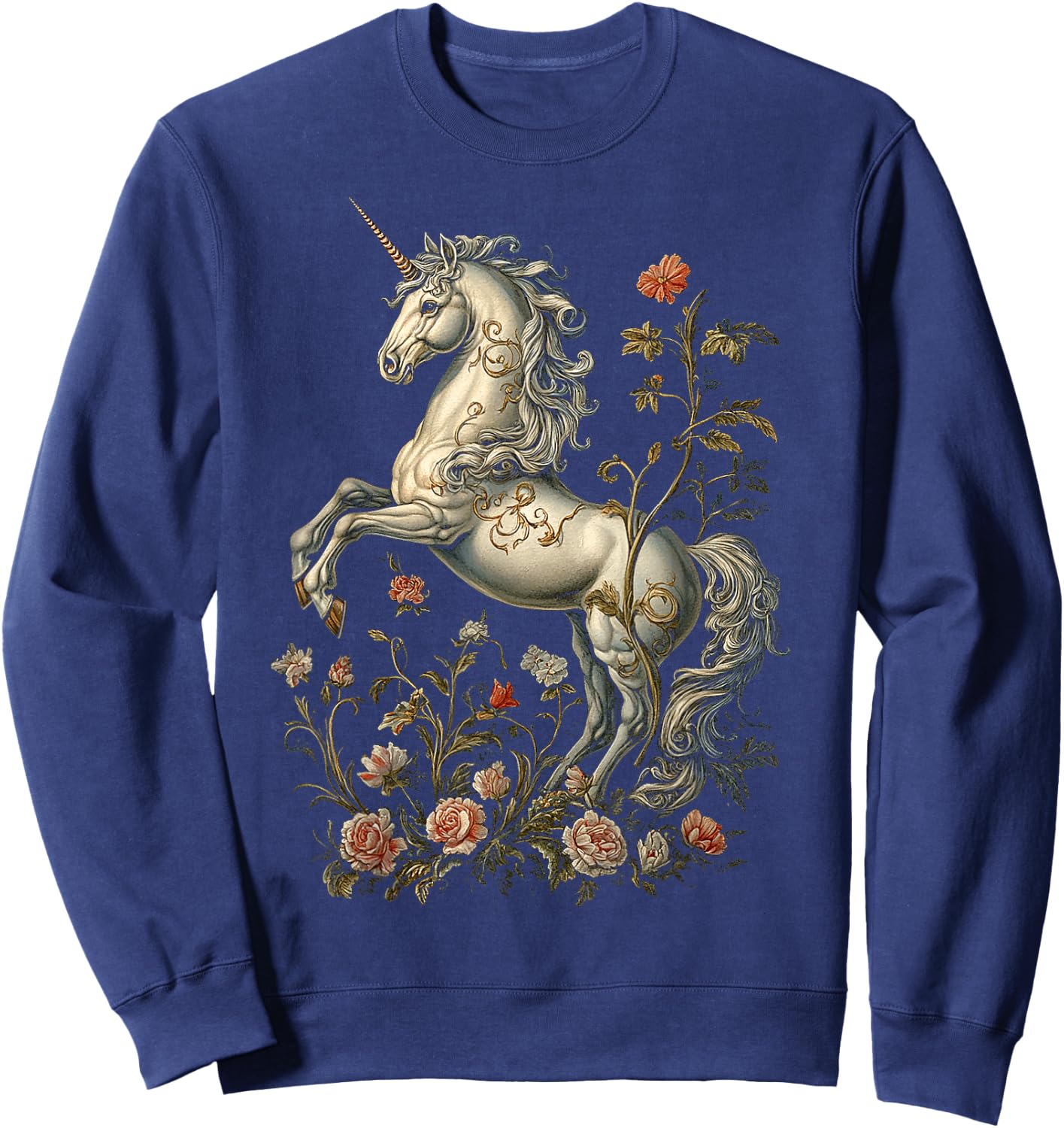 Unicorn Mythical Motif Fantasy Art Unicorn Sweatshirt - Sweatshirt | Navy