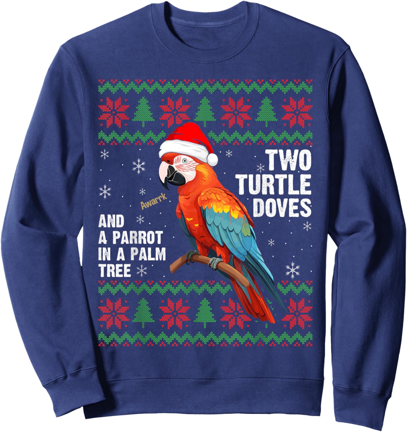 Funny Christmas Tropical Parrot Ugly Christmas Sweater Sweatshirt - Sweatshirt | Navy