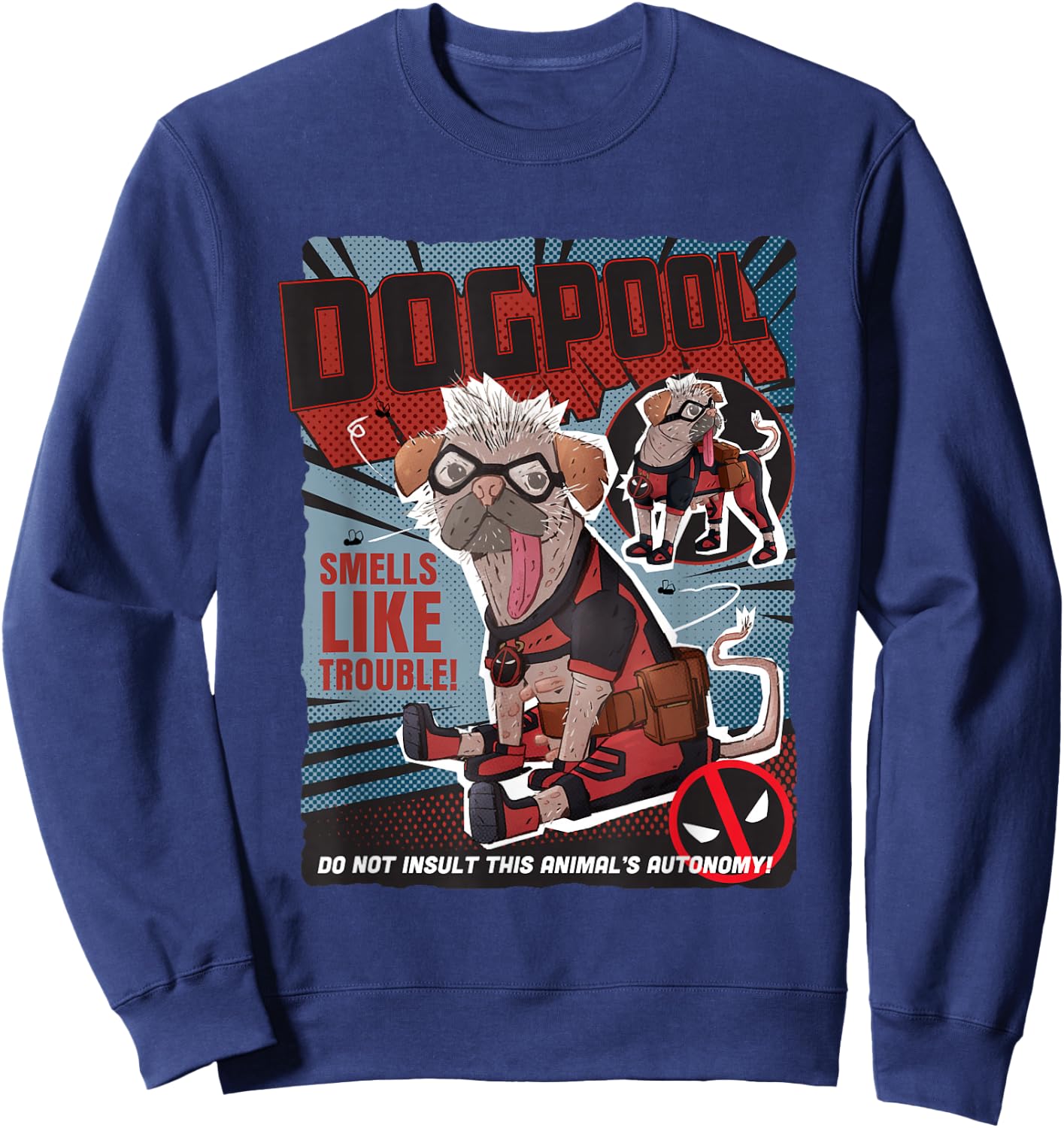 Marvel Deadpool & Wolverine Dogpool Doodle Comic Book Cover Sweatshirt - Sweatshirt | Navy