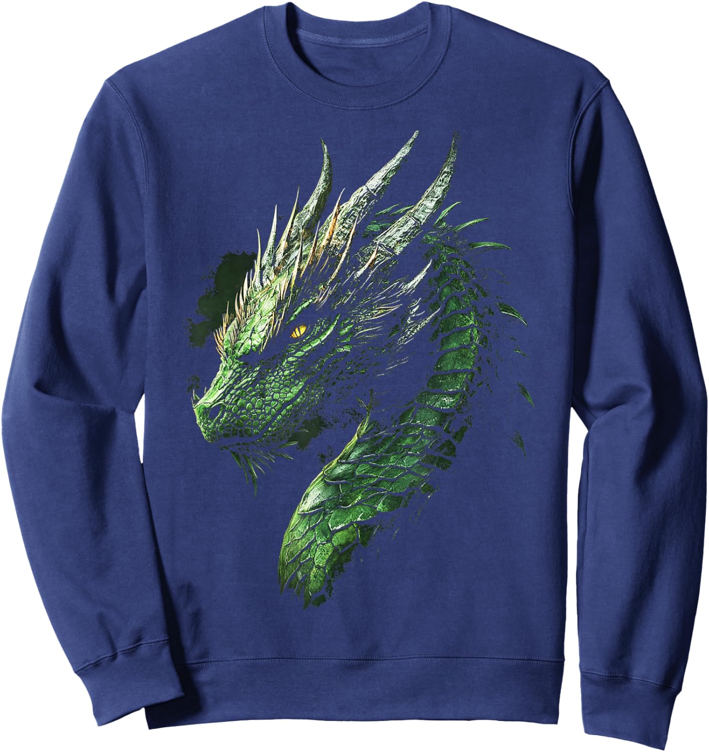 Green Dragon Motif Mythical Illustration Green Dragon Sweatshirt - Sweatshirt | Navy