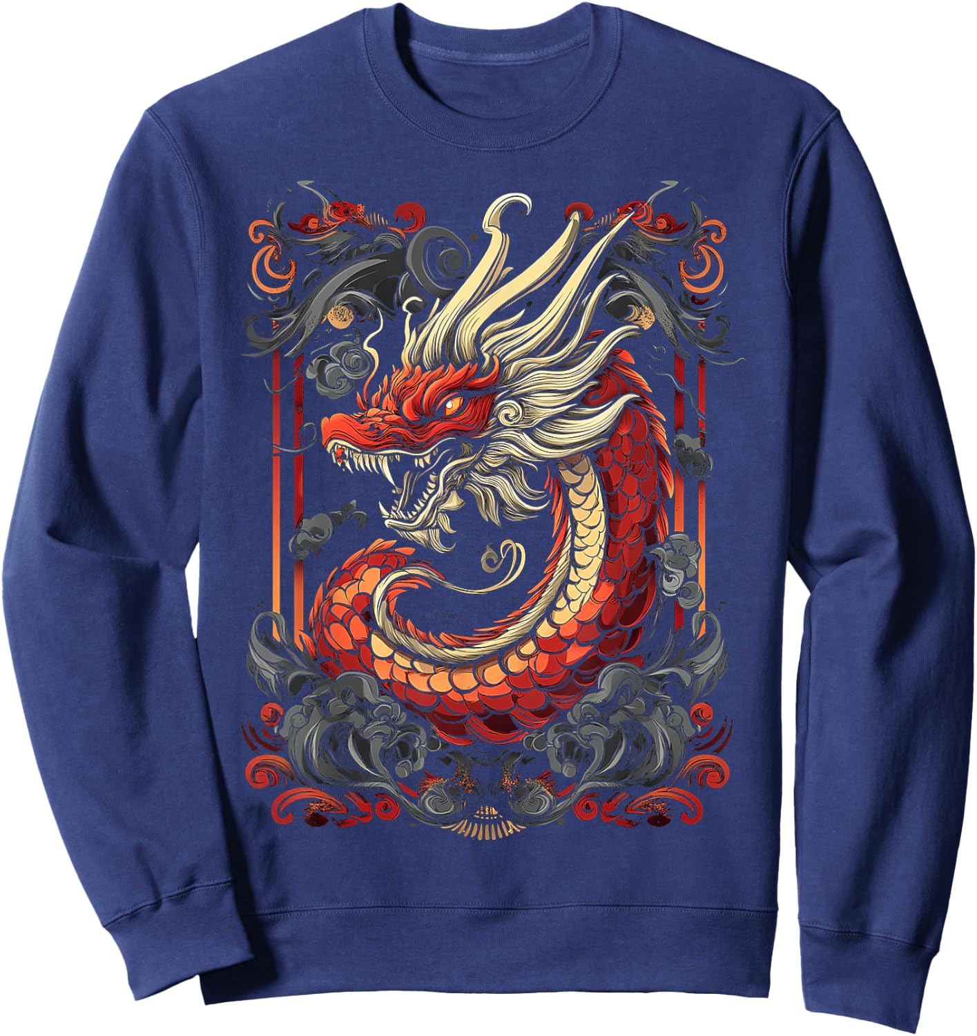 Basilisk Mythical Motif Fantasy Illustration Basilisk Sweatshirt - Sweatshirt | Navy