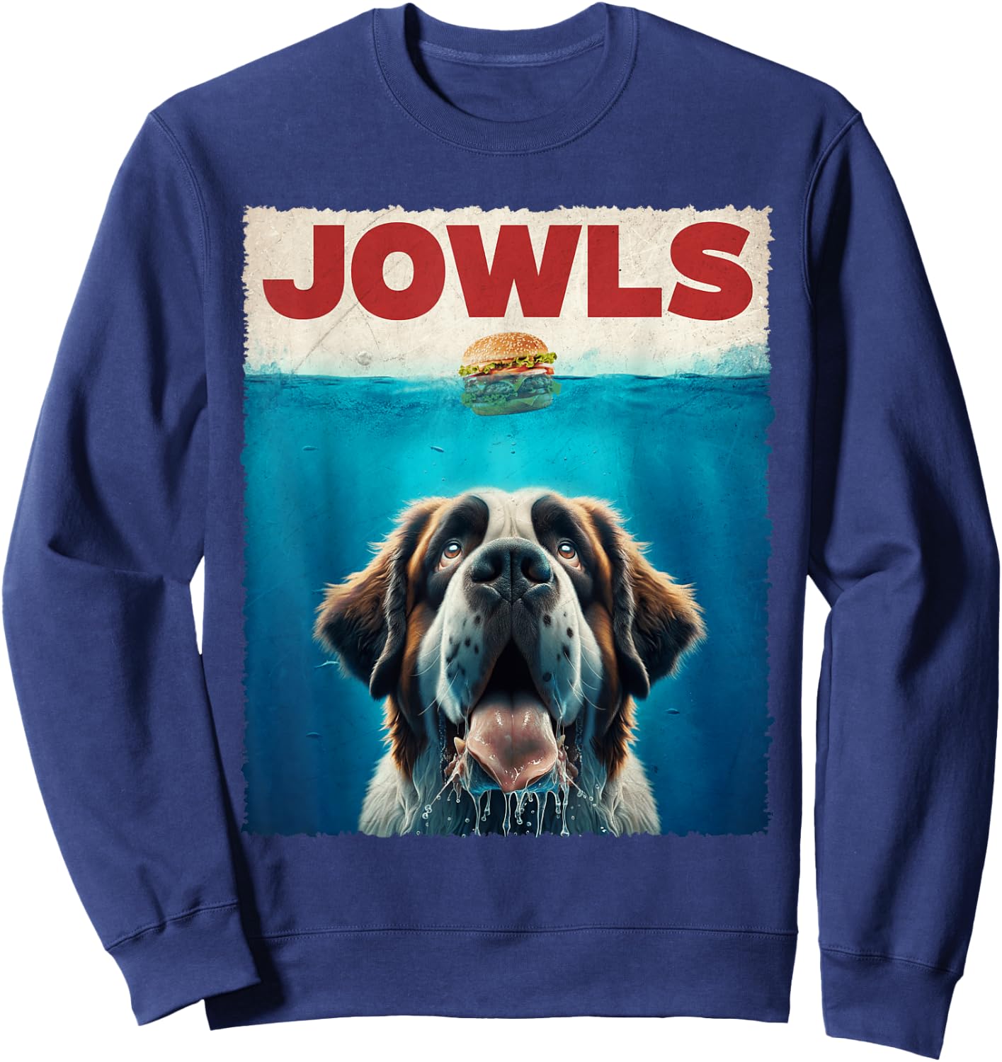 Saint Bernard Jowls Dogs Lovely Pets Funny Animal Fastfood Sweatshirt - Sweatshirt | Navy