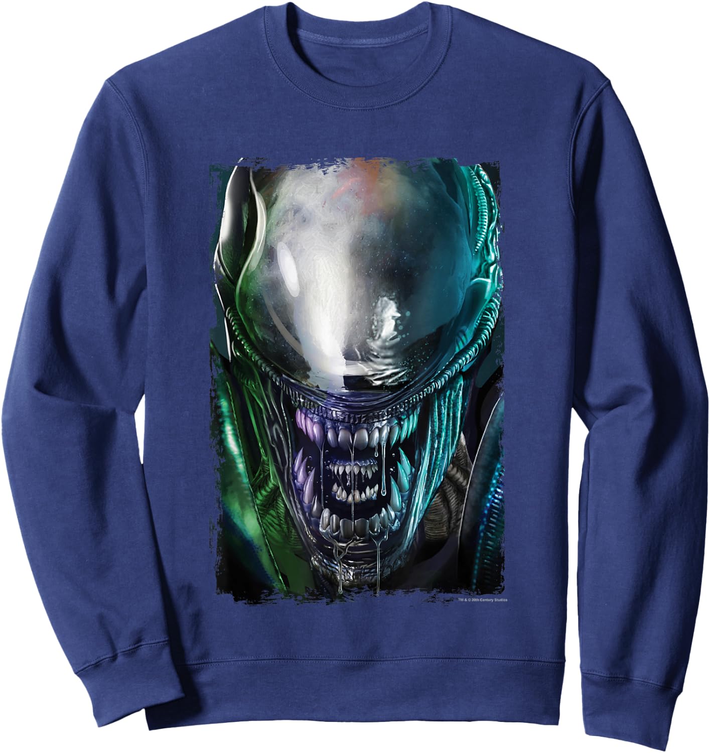 Aliens Epic Dangerous Xenomorph Face Close Up Big Portrait Sweatshirt - Sweatshirt | Navy