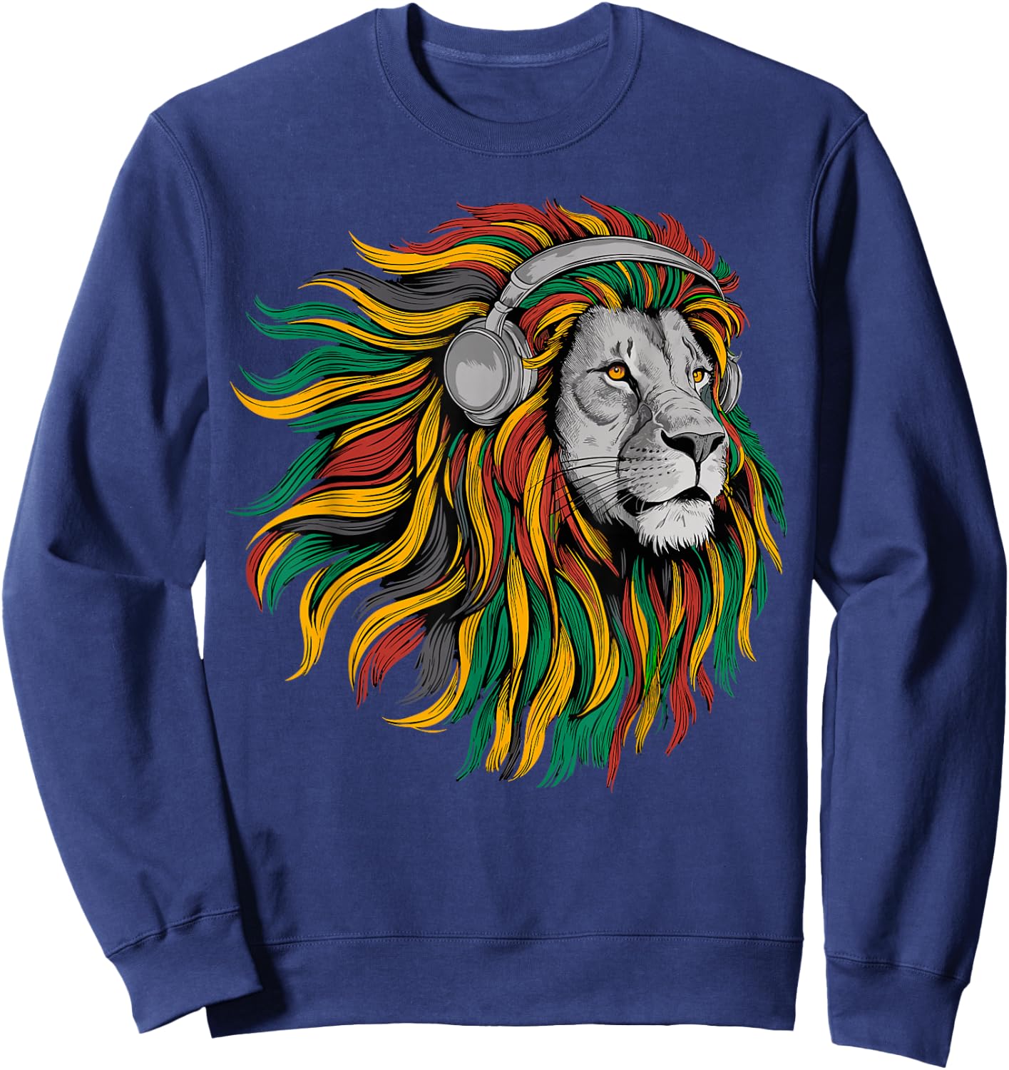 Rasta Reggae Music Headphones Jamaican Pride Lion Of Judah Sweatshirt - Sweatshirt | Navy