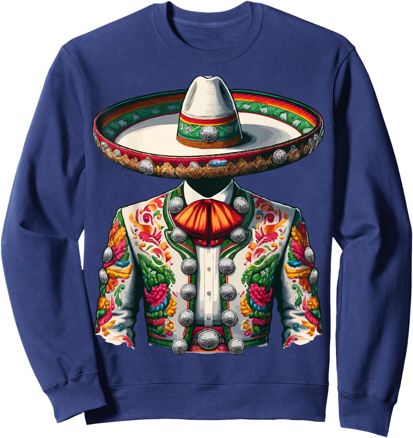 Vibrant Mexican Charro Suit Traditional Mariachi Sweatshirt - Sweatshirt | Navy