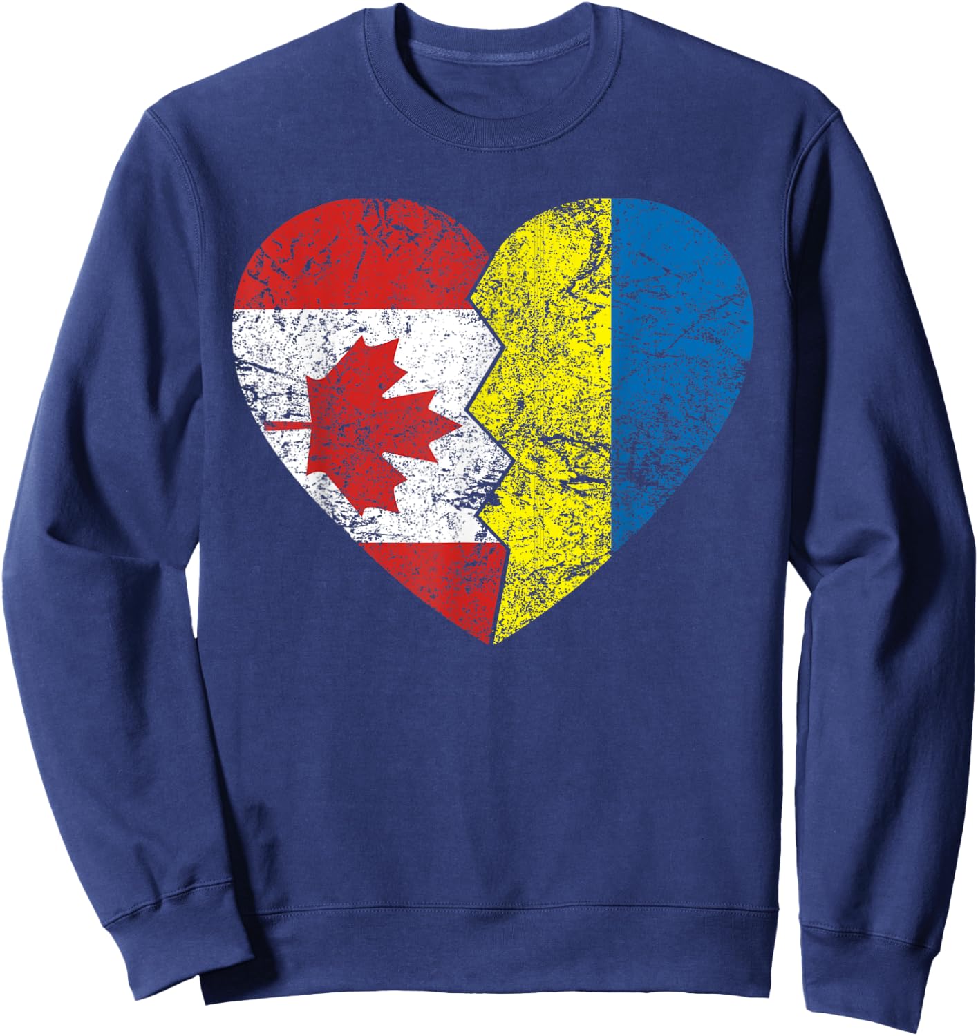 Ukrainian Canadian Flags Heart | Canada Ukraine Roots Sweatshirt - Sweatshirt | Navy