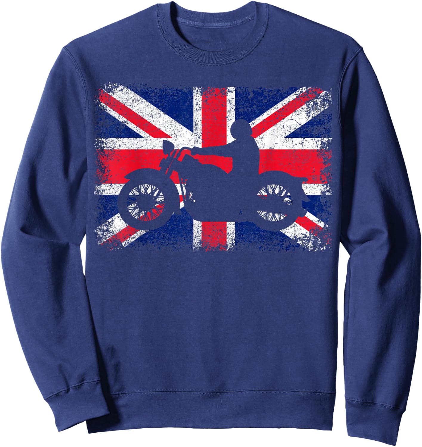 Union Jack Flag United Kingdom Motorbike Motorcycle Biker Sweatshirt - Sweatshirt | Navy