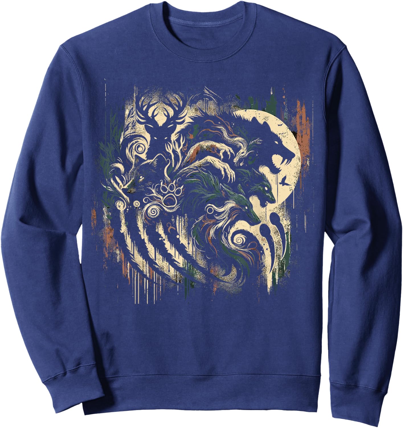 Therian Alpha Wolf Grunge Aesthetic Therianthropy Sweatshirt - Sweatshirt | Navy