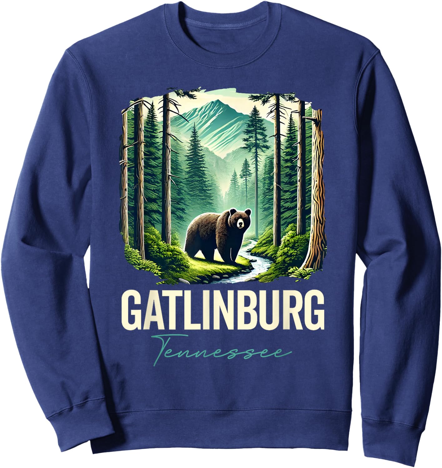 Gatlinburg Tennessee Bear, USA Outdoor Vintage Mountains, TN Sweatshirt - Sweatshirt | Navy