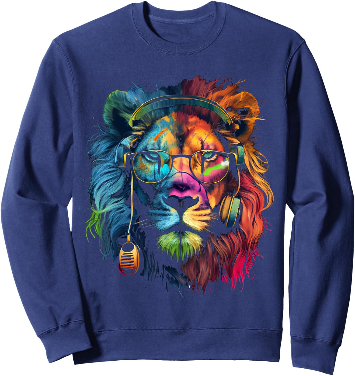 Lion sunglasses music primal lion love animal fan lions Sweatshirt - Sweatshirt | Navy
