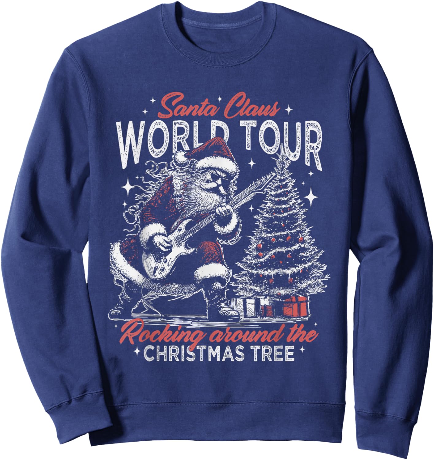 Santa Claus World Tour Rocking Around The Christmas Tree Sweatshirt - Sweatshirt | Navy