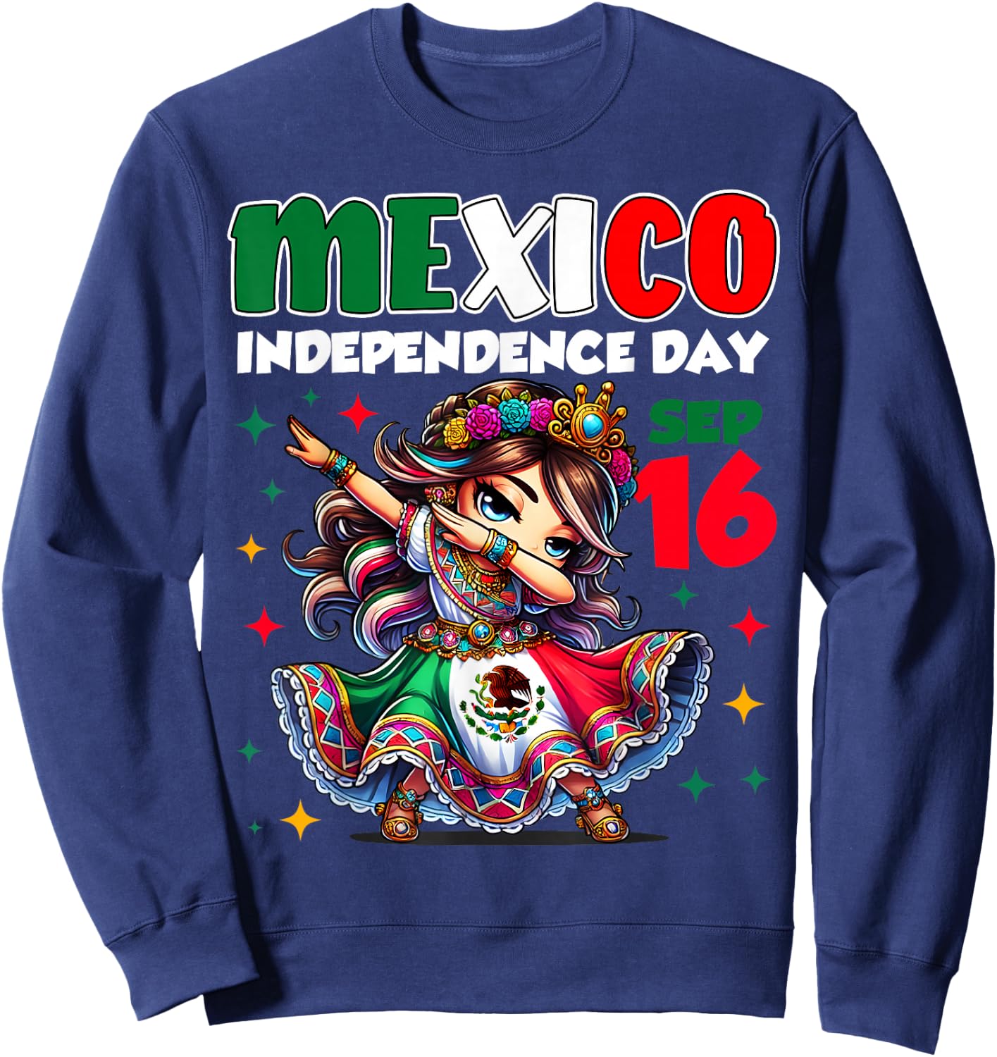 Mexico Independence Day September 16 Celebration girls Sweatshirt - Sweatshirt | Navy