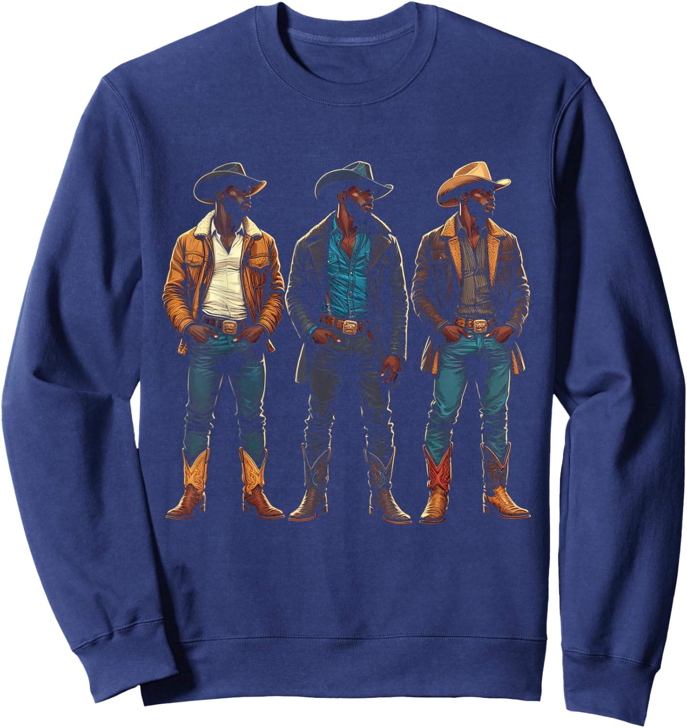 Black Cowboy Western Rodeo Melanin Black History Texas Men Sweatshirt - Sweatshirt | Navy