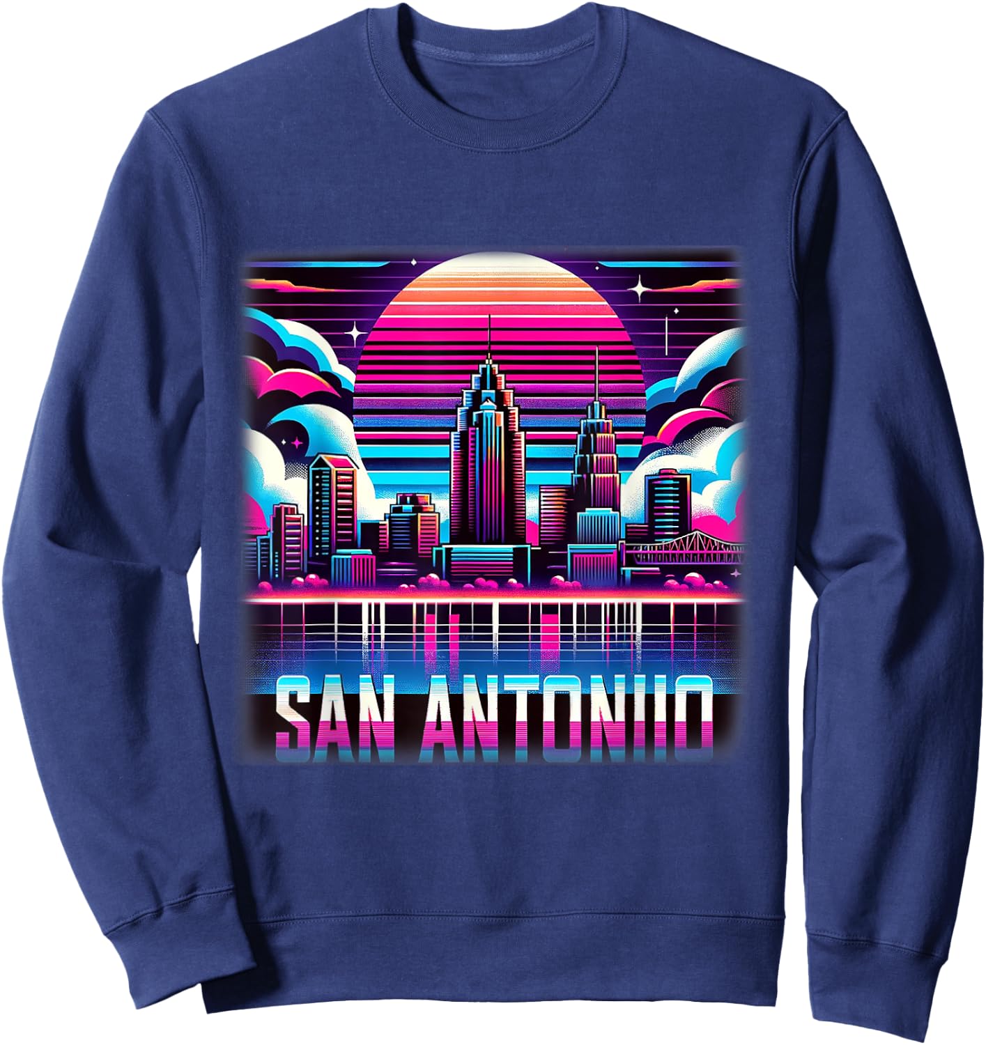 San Antonio Texas Shirt TX Trip 80s 90s Retro City Skyline Sweatshirt - Sweatshirt | Navy