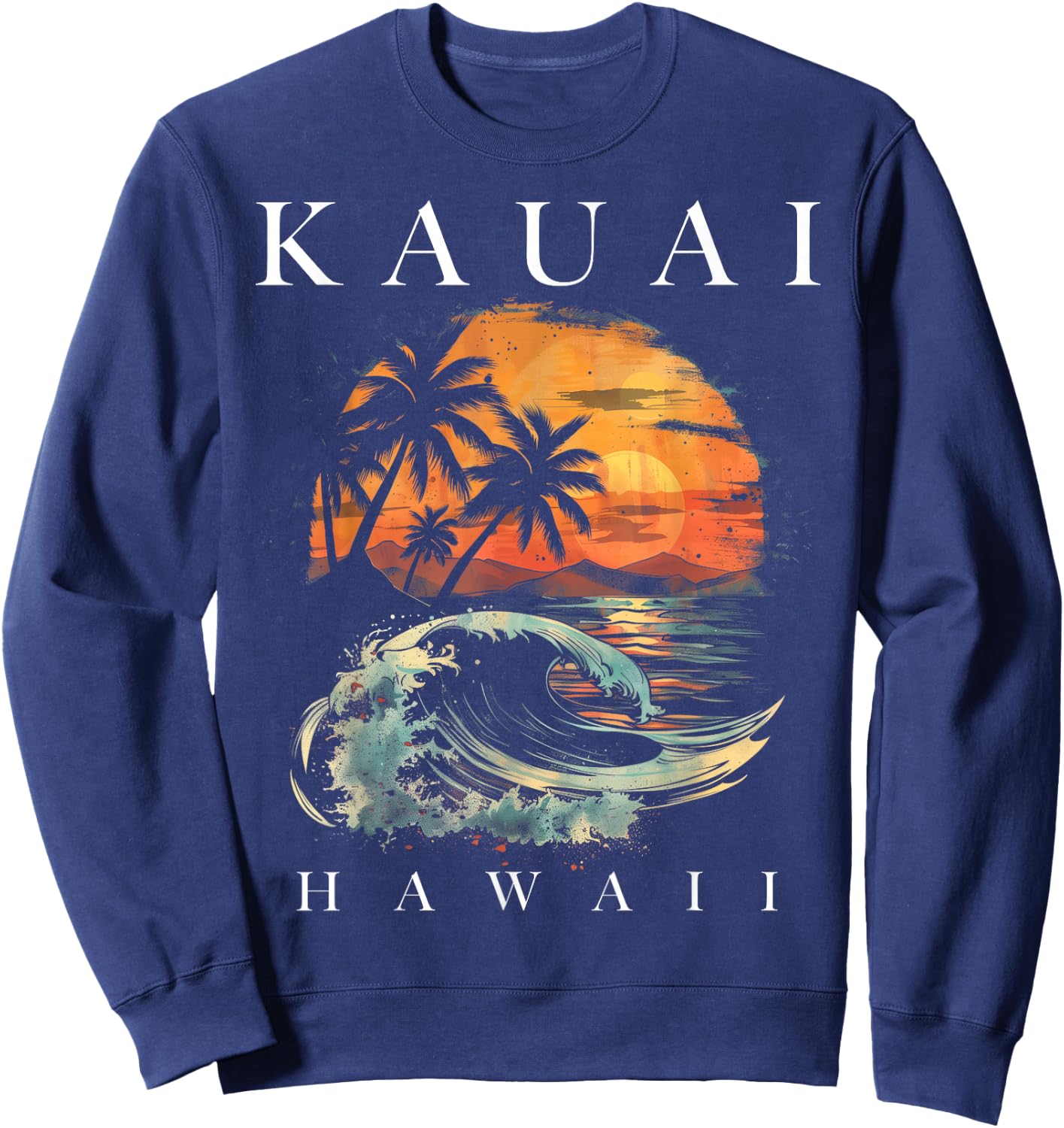 Kauai Hawaii Aloha Hawaiian Surf Surfer Vintage Sweatshirt - Sweatshirt | Navy