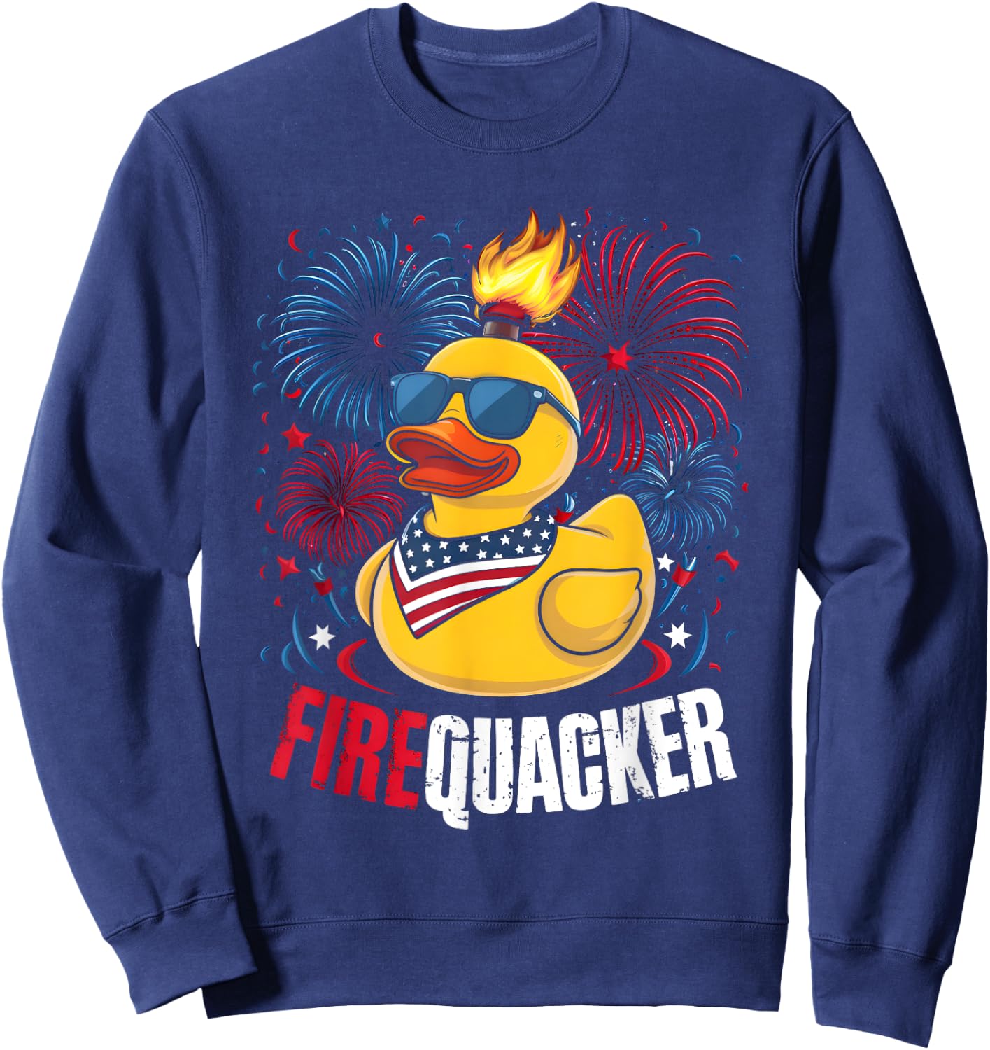 4th of July Duck Firequacker Patriotic Fourth of July Funny Kids Men Sweatshirt - Sweatshirt | Navy