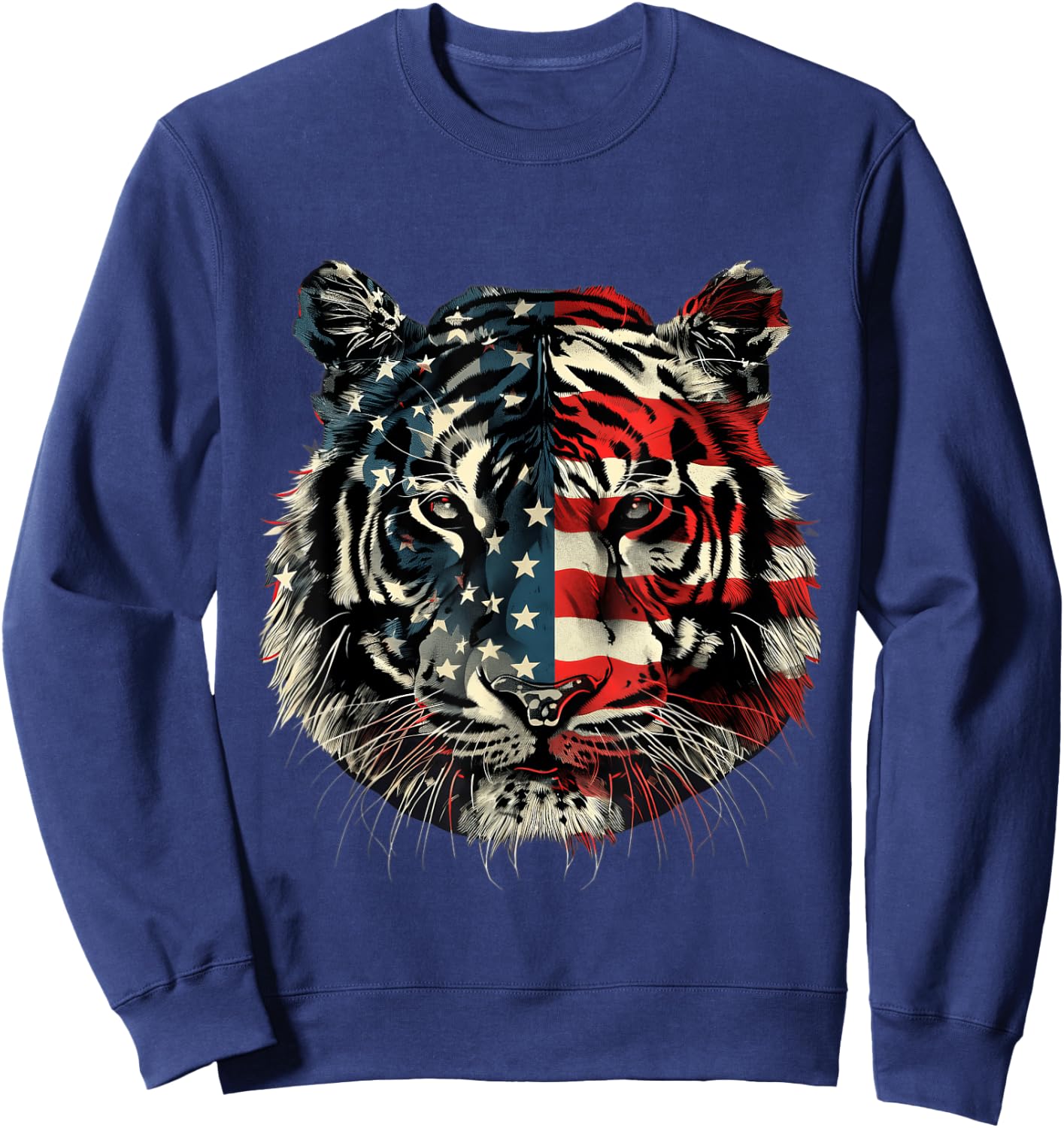 Tiger American Flag Sweatshirt - Sweatshirt | Navy