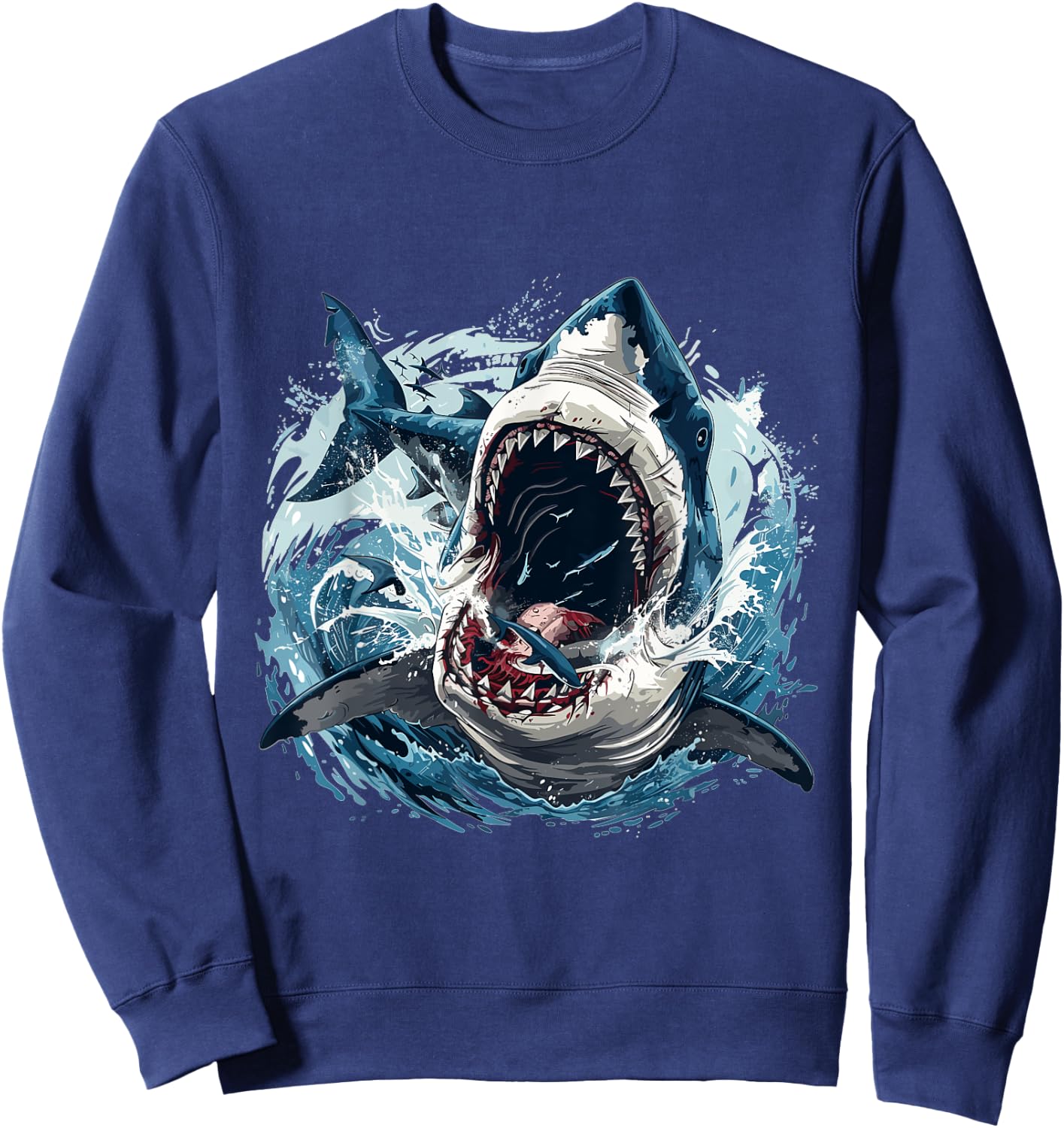 Megalodon Shark Lover Graphic Sweatshirt - Sweatshirt | Navy