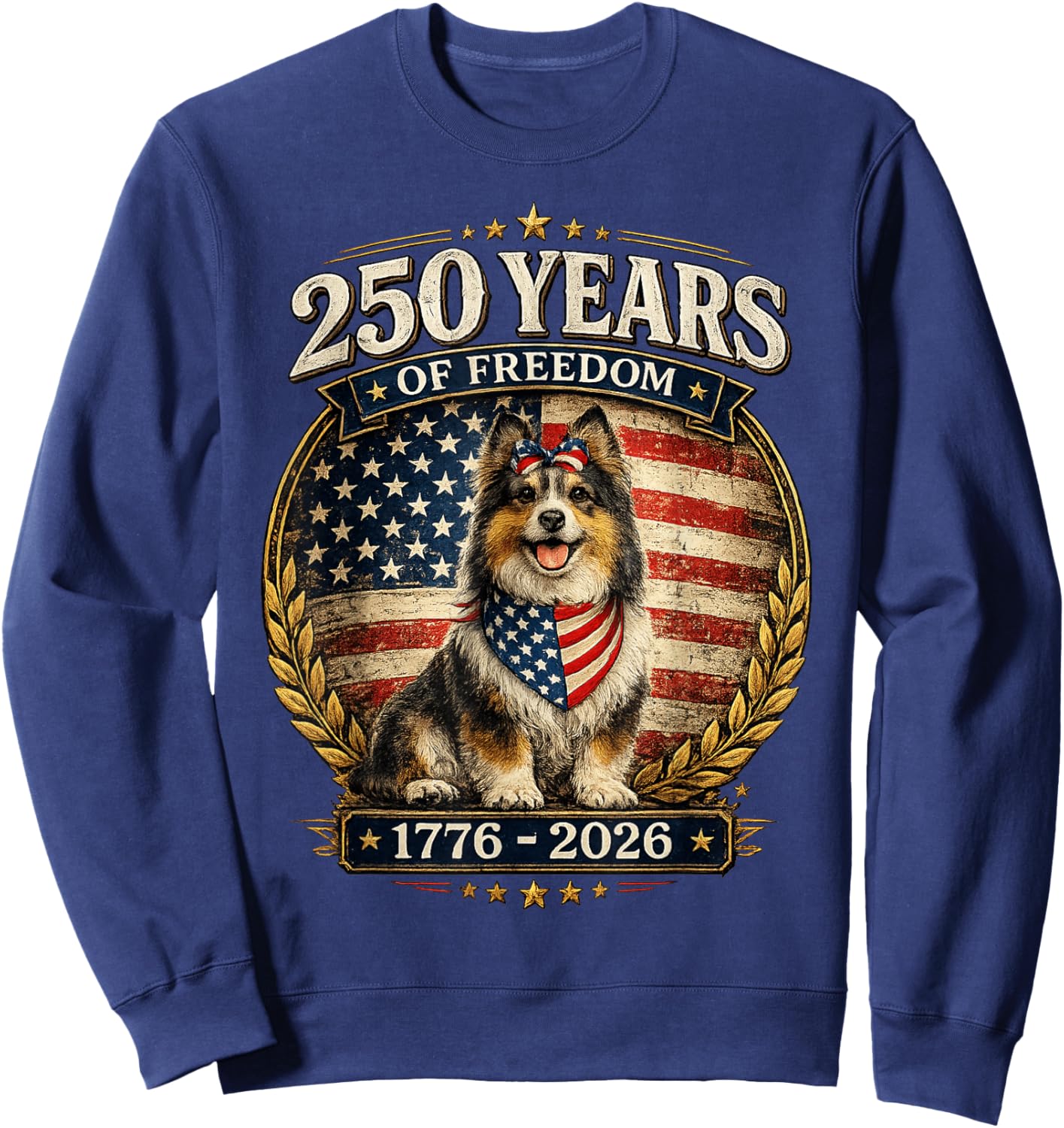 250 Years America Anniversary Shetland Sheepdog Sweatshirt - Sweatshirt | Navy