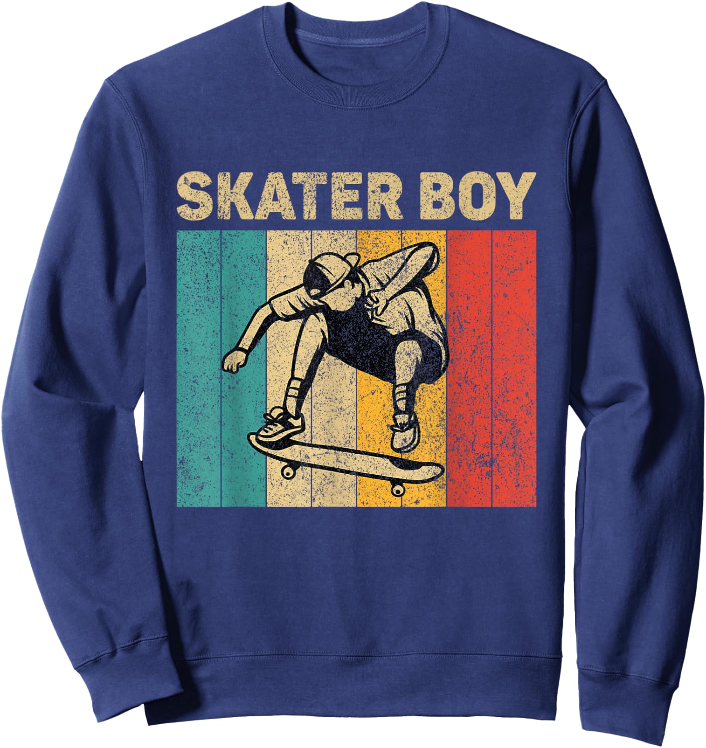 Skater Boy Funny Vintage Skateboarding Lovers Boys Sweatshirt - Sweatshirt | Navy