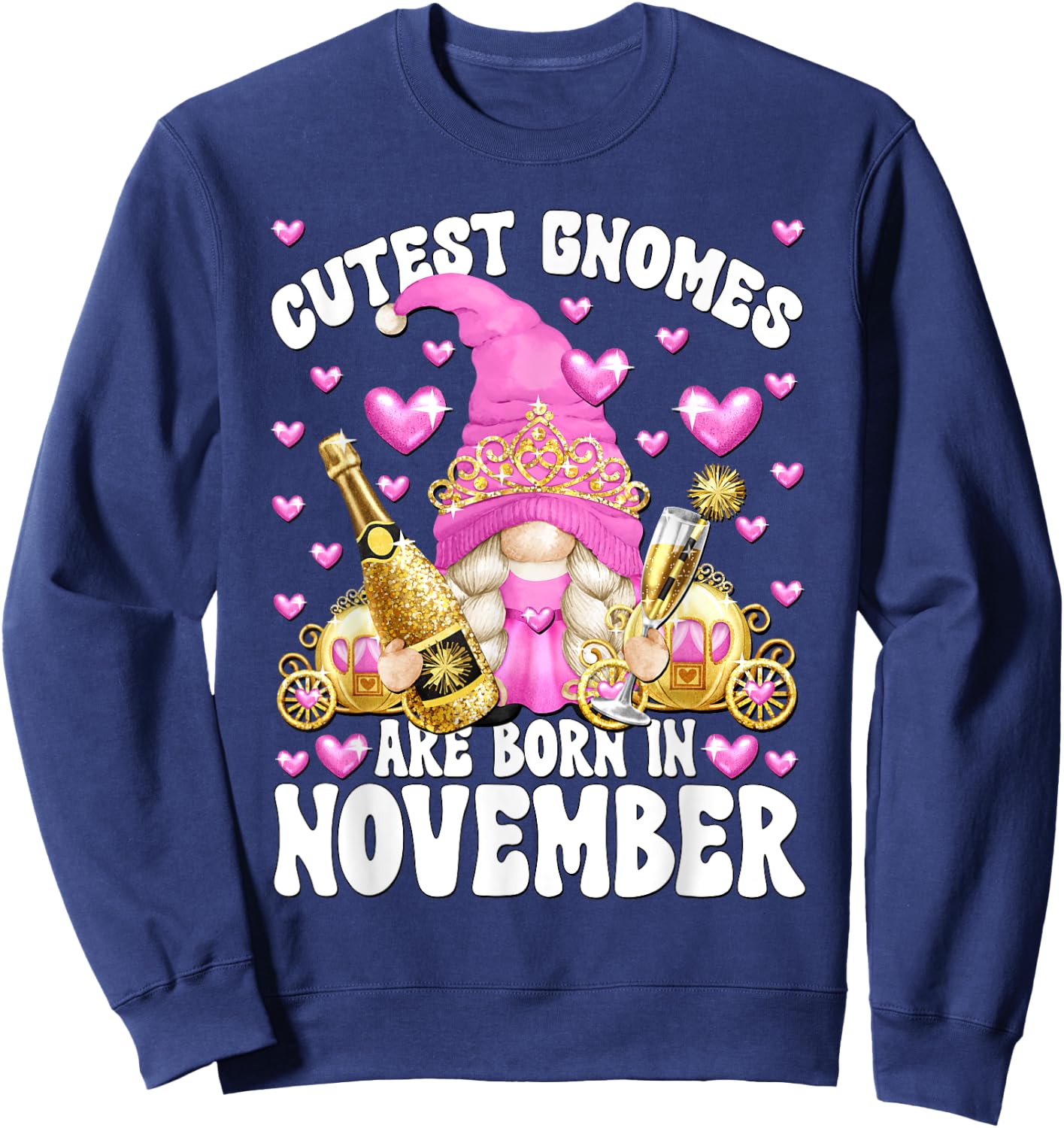 Funny Princess Birthday Gnome Born In November Sweatshirt - Sweatshirt | Navy