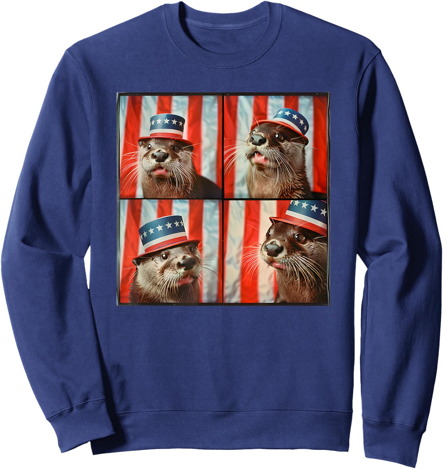 River Otter American Flag Patriotic Animal 4th Of July Otter Sweatshirt - Sweatshirt | Navy