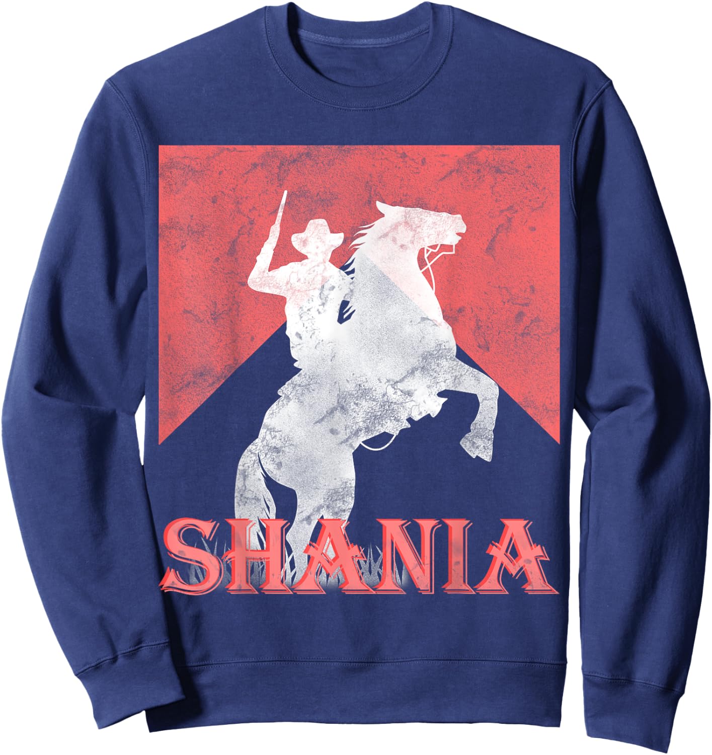 Western Shania First Name Punchy Cowboy Cowgirl Rodeo Style Sweatshirt - Sweatshirt | Navy