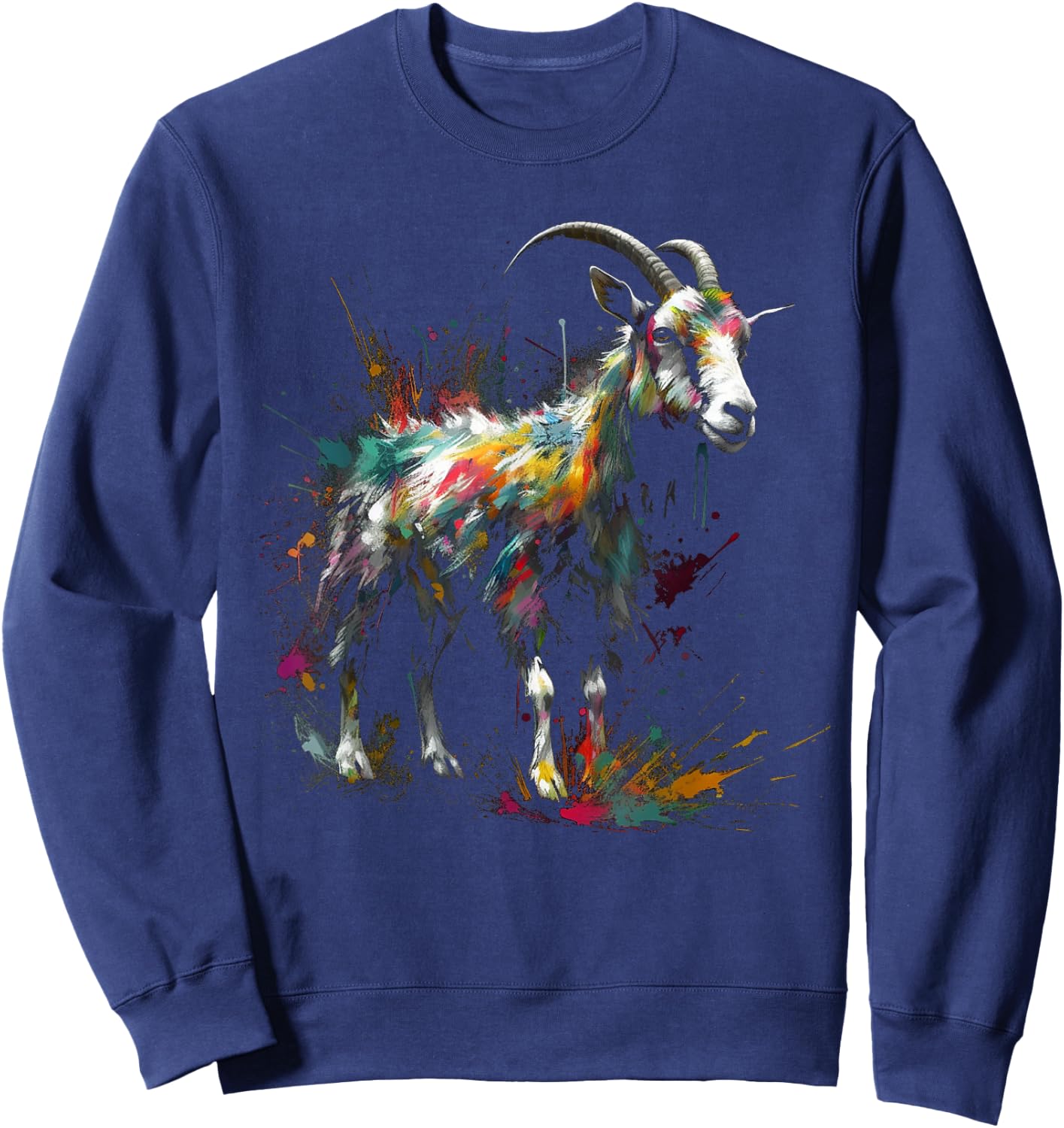 Goat art - colourful animal motif goat Sweatshirt - Sweatshirt | Navy