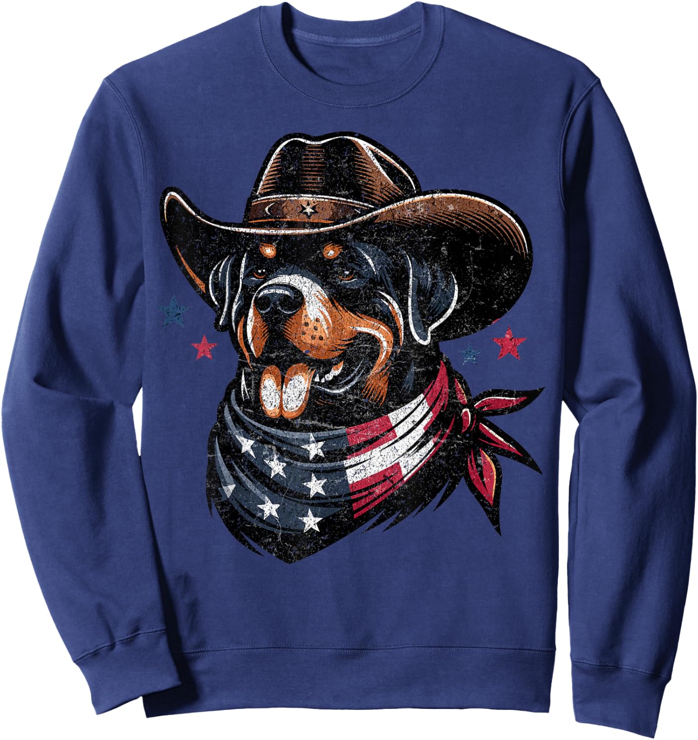 Rottweiler Cowboy 4th of July American Flag Stay Cool Men Sweatshirt - Sweatshirt | Navy