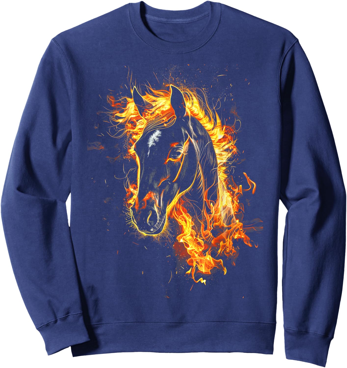 Horse Flames Fierce Horse art Fiery horse Sweatshirt - Sweatshirt | Navy