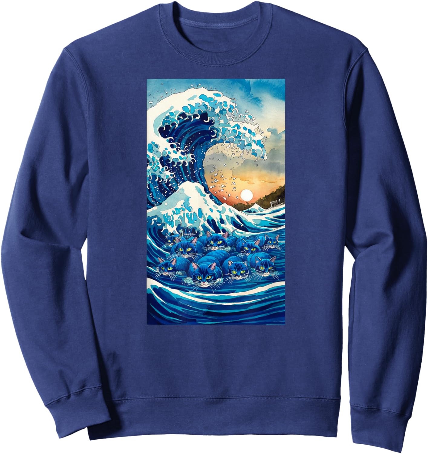 Blue Cats Wave For Kamala Sweatshirt - Sweatshirt | Navy