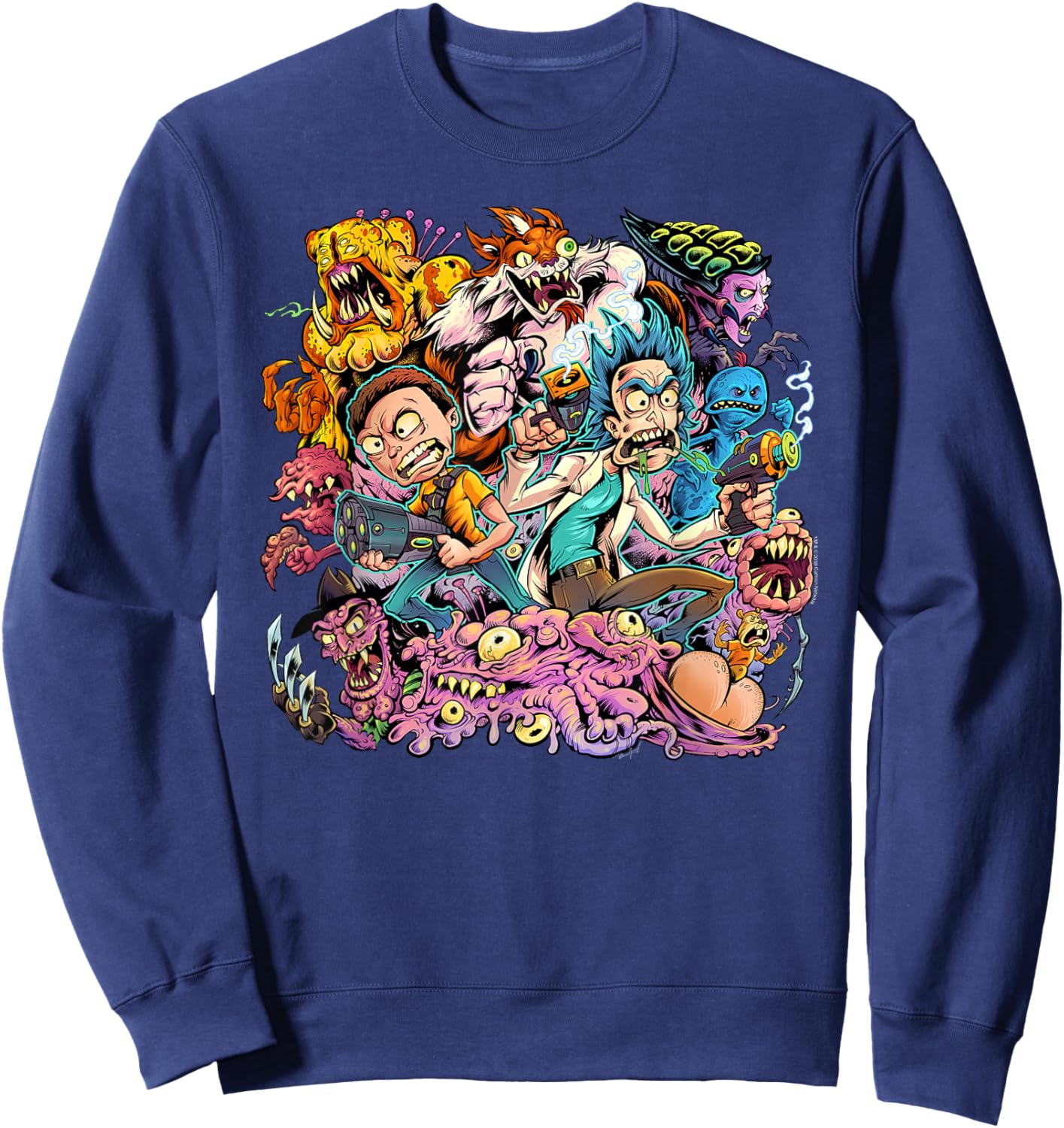 Rick and Morty Brian Allen Group Illustration Sweatshirt - Sweatshirt | Navy