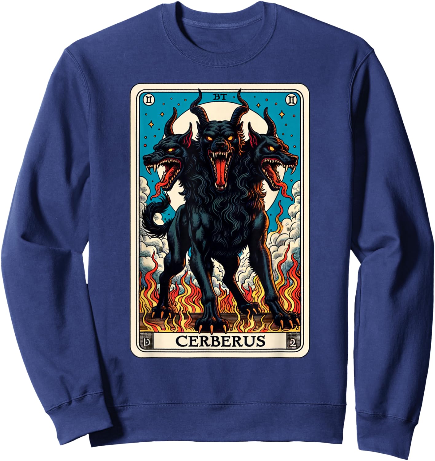 Cerberus Tarot Card and Mythical Hells Guard Sweatshirt - Sweatshirt | Navy