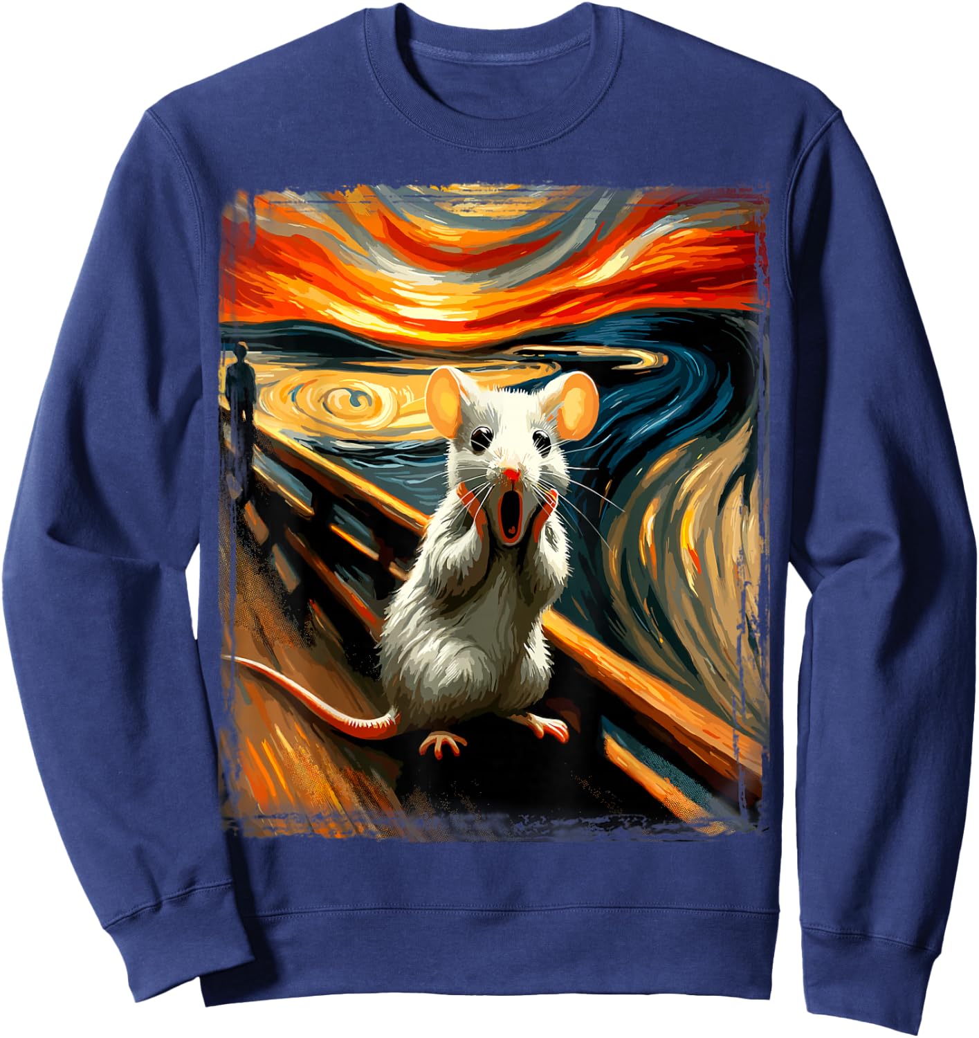 Scream Parody Art Funny Painting Animal Humor Artistic Mouse Sweatshirt - Sweatshirt | Navy
