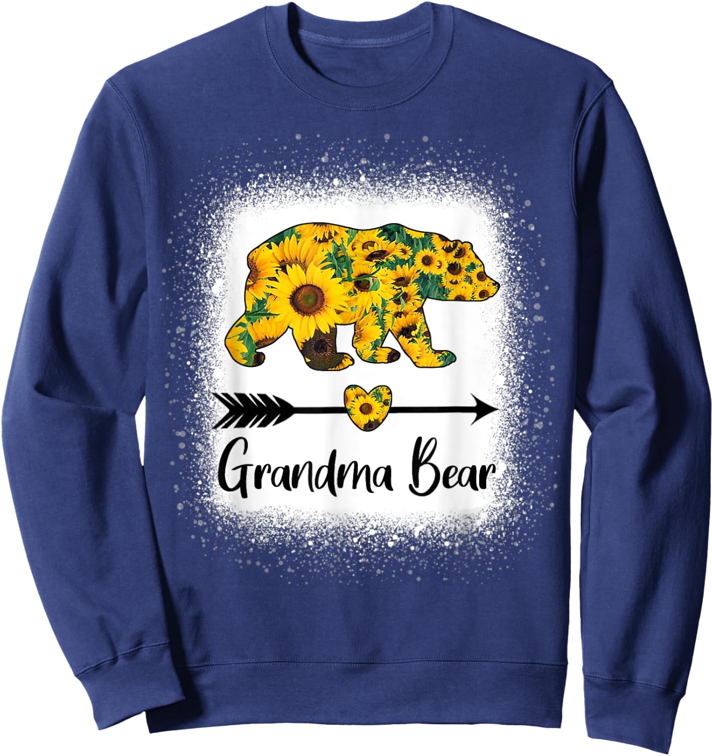 Grandma Bear Sunflower Funny Mama Bear Christmas Bleached Sweatshirt - Sweatshirt | Navy
