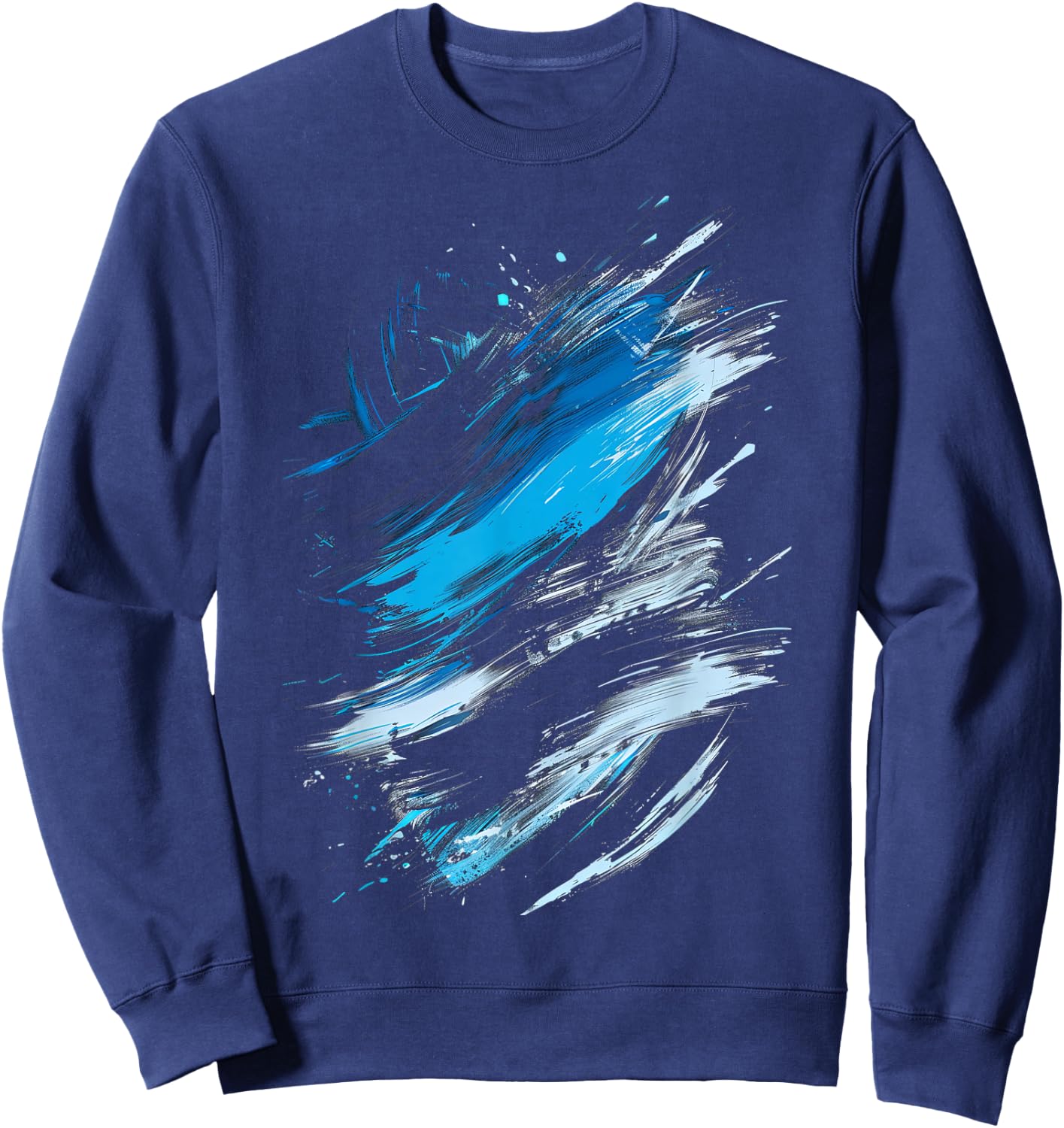 Blue And Black Dynamic Swirl Graphic Sweatshirt - Sweatshirt | Navy