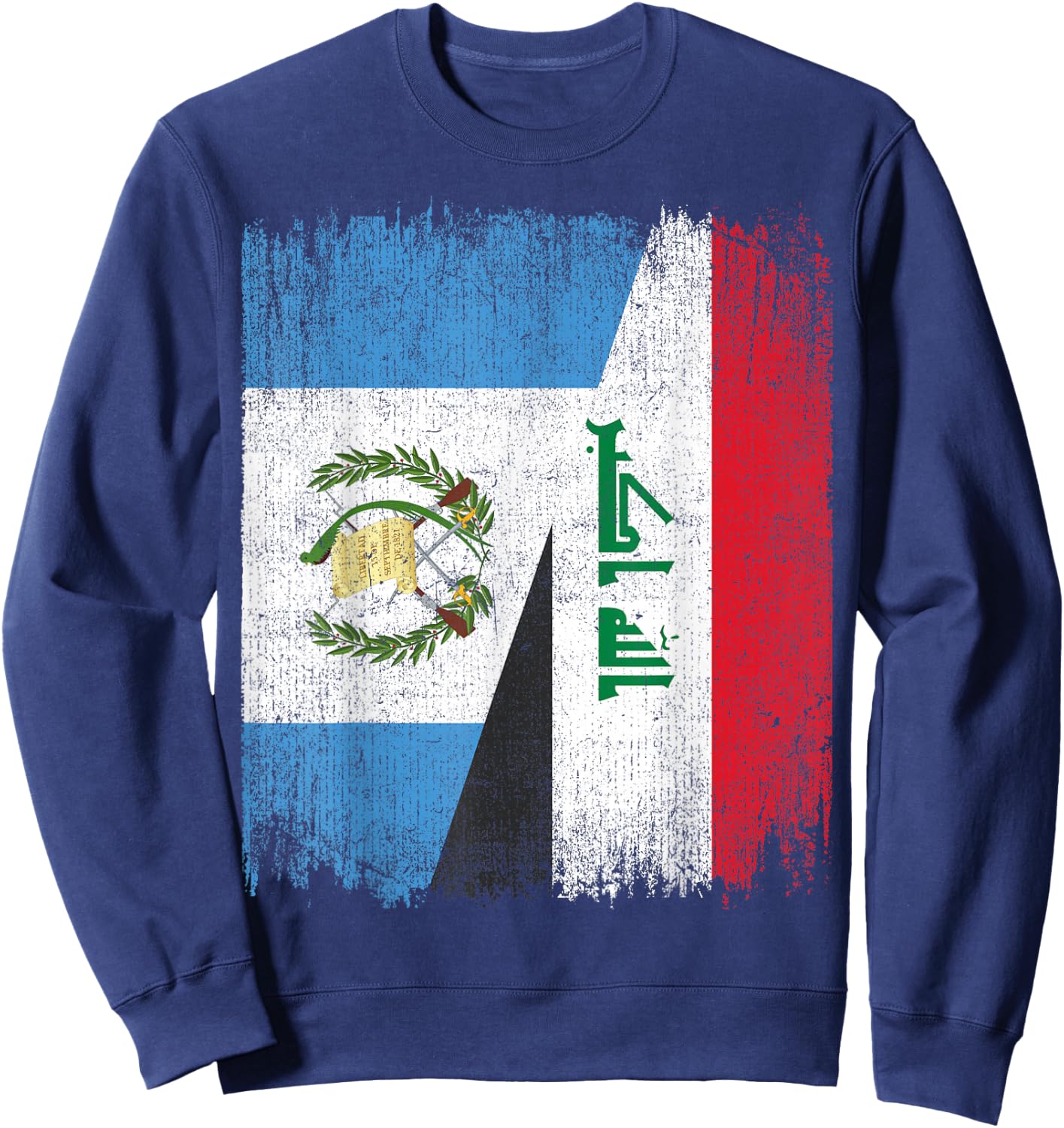 Half Guatemala Iraq Split Flag Guatemalan Pride Roots Sweatshirt - Sweatshirt | Navy