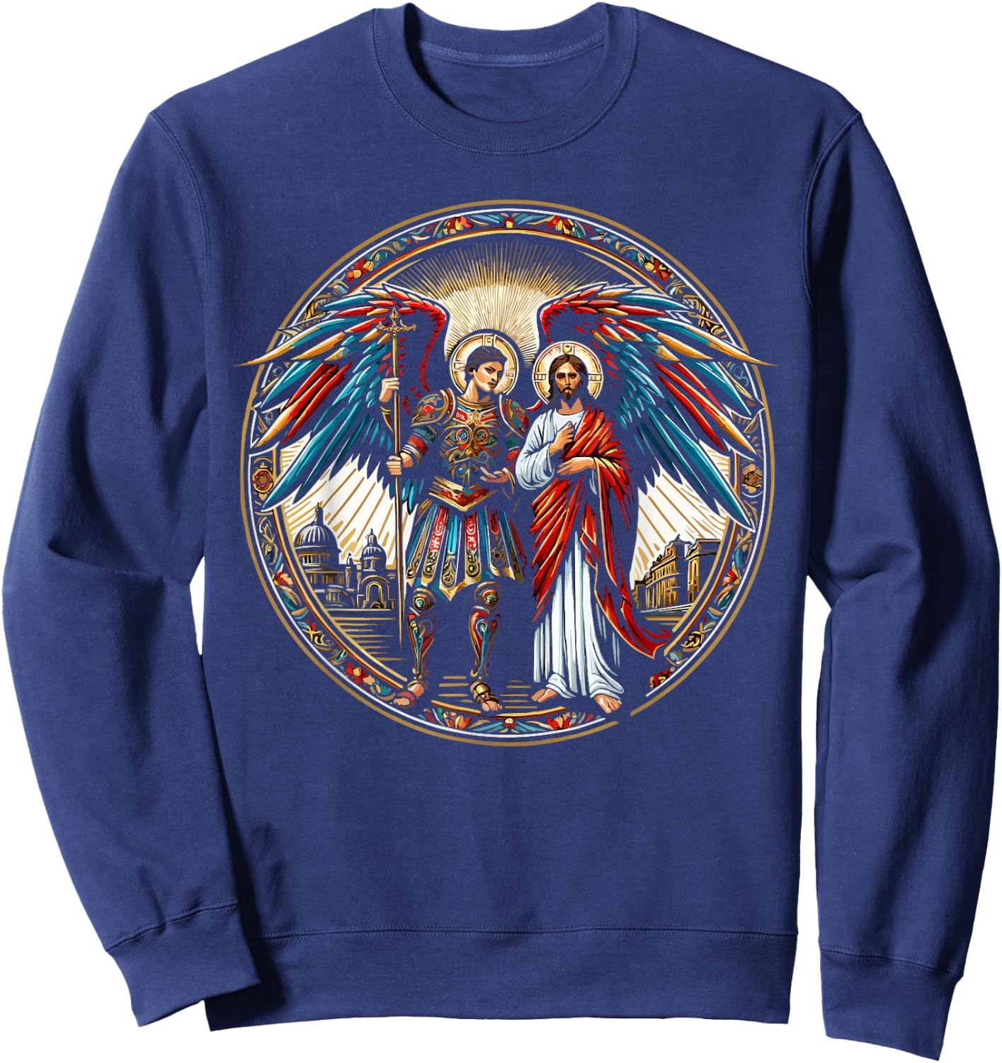 Archangel Gabriel Catholic Christianity Guardian Angel Sweatshirt - Sweatshirt | Navy